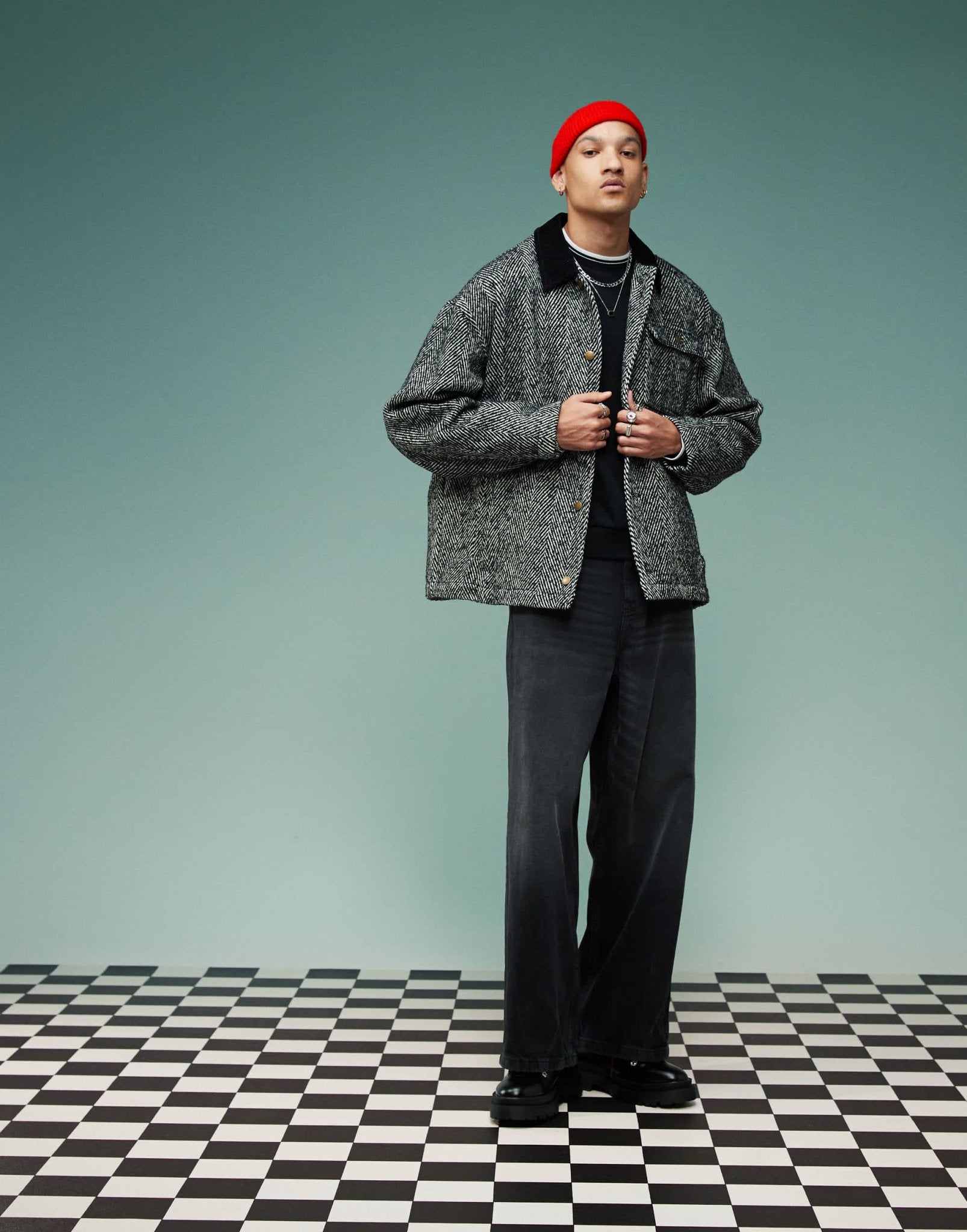 ASOS DESIGN oversized wool look worker jacket in grey - ASOS Sample Sale