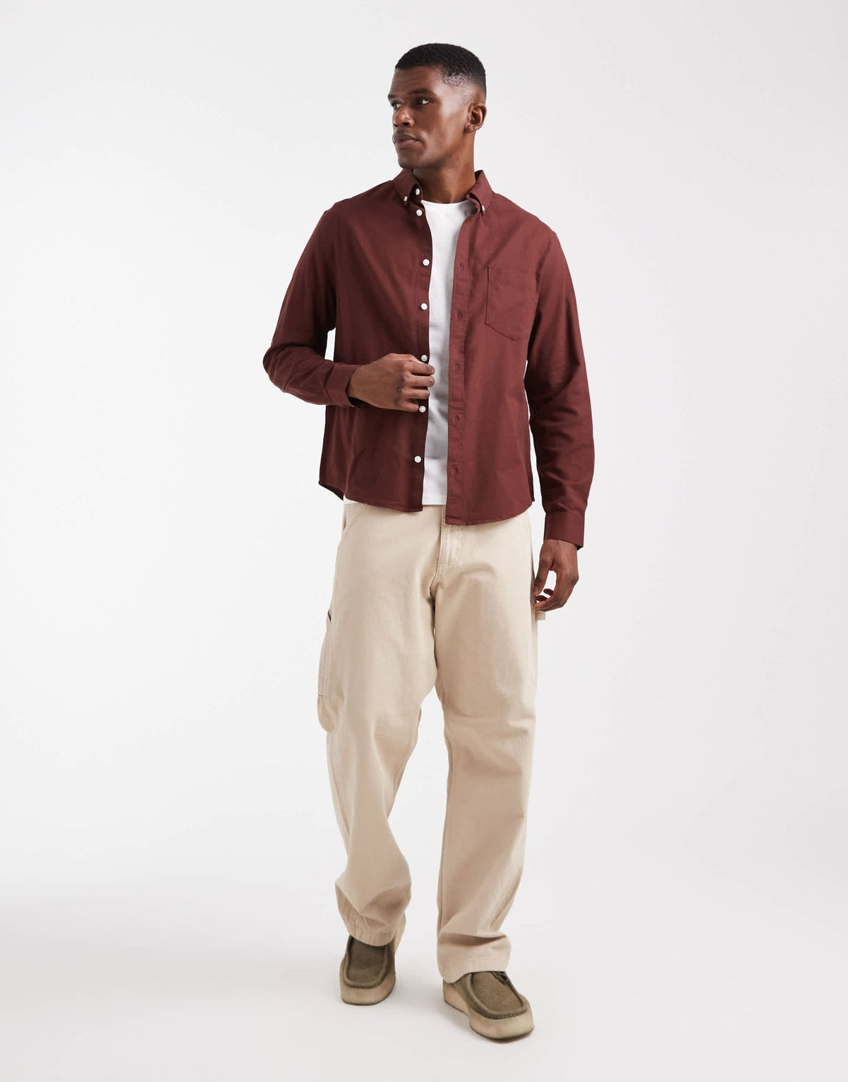 ASOS DESIGN oxford regular shirt in burgundy - ASOS Sample Sale