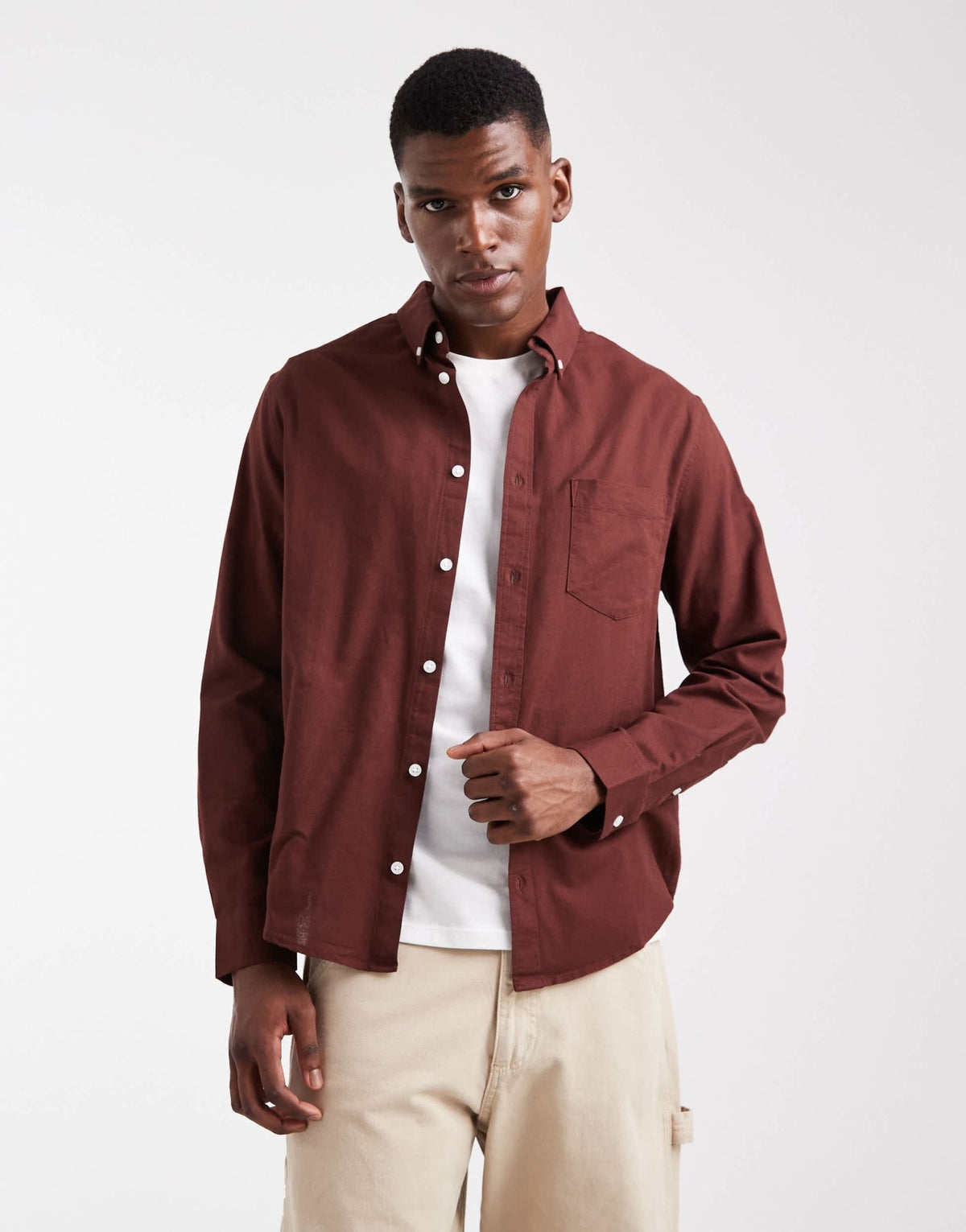 ASOS DESIGN oxford regular shirt in burgundy - ASOS Sample Sale
