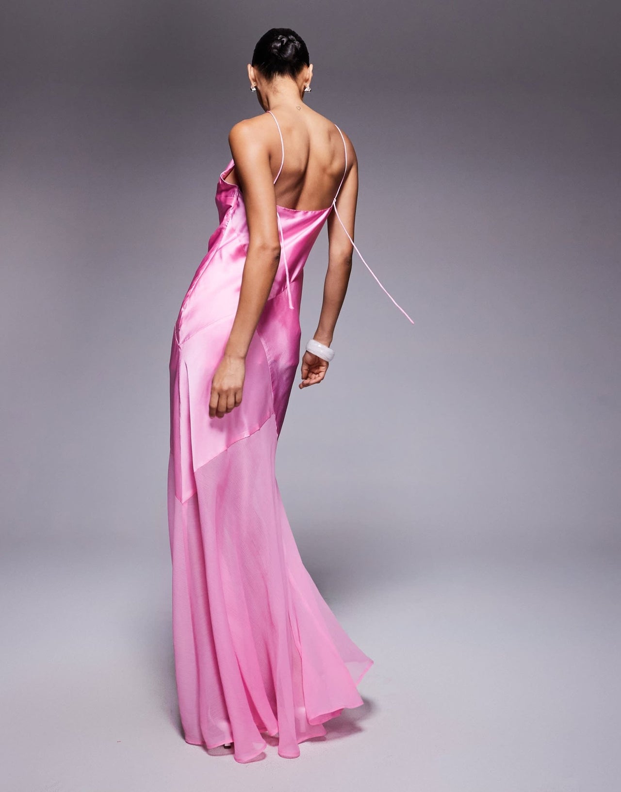 ASOS DESIGN panelled satin maxi dress with chiffon skirt in pink - ASOS Sample Sale