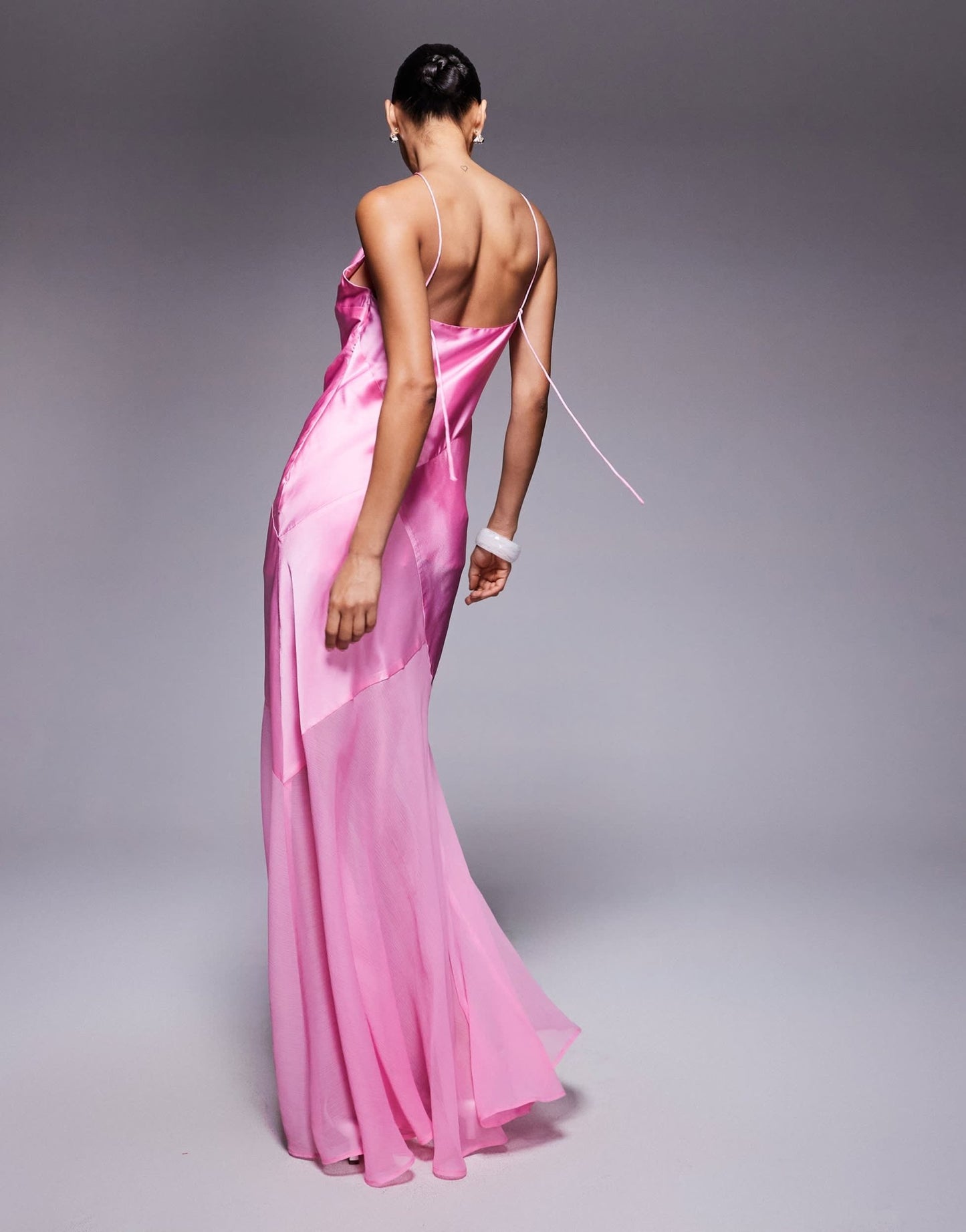 ASOS DESIGN panelled satin maxi dress with chiffon skirt in pink - ASOS Sample Sale
