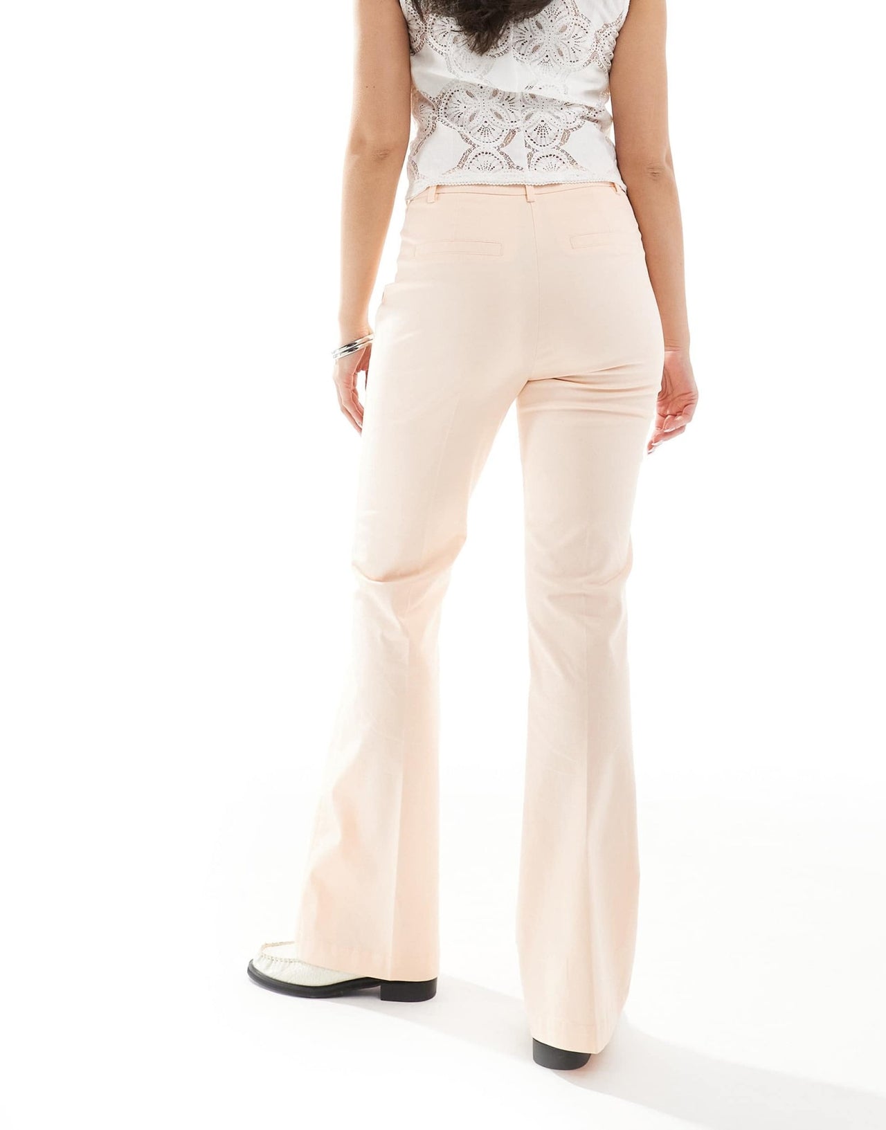 ASOS DESIGN patch pocket flare trousers in apricot - ASOS Sample Sale