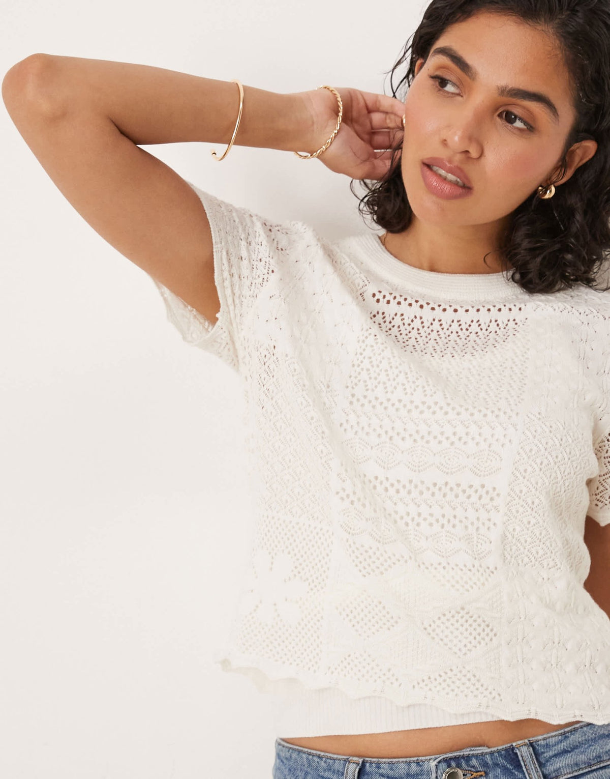 ASOS DESIGN patchwork stitch interest knitted t-shirt - ASOS Sample Sale