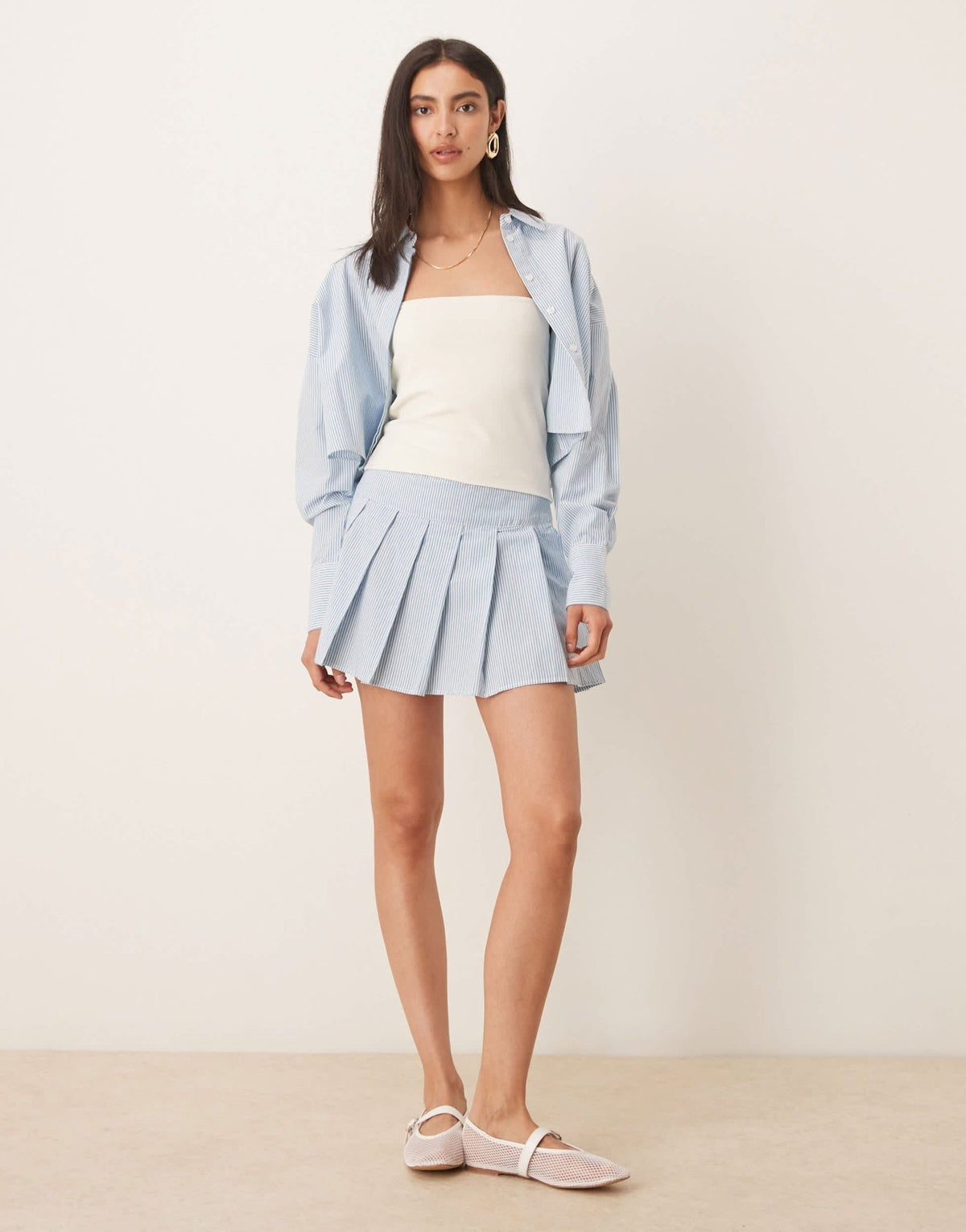ASOS DESIGN peached cotton long line bandeau in cream - ASOS Sample Sale