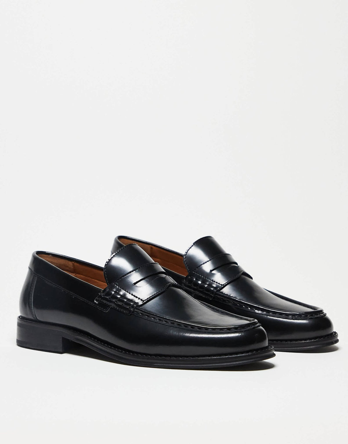 ASOS DESIGN penny loafers in black leather - ASOS Sample Sale
