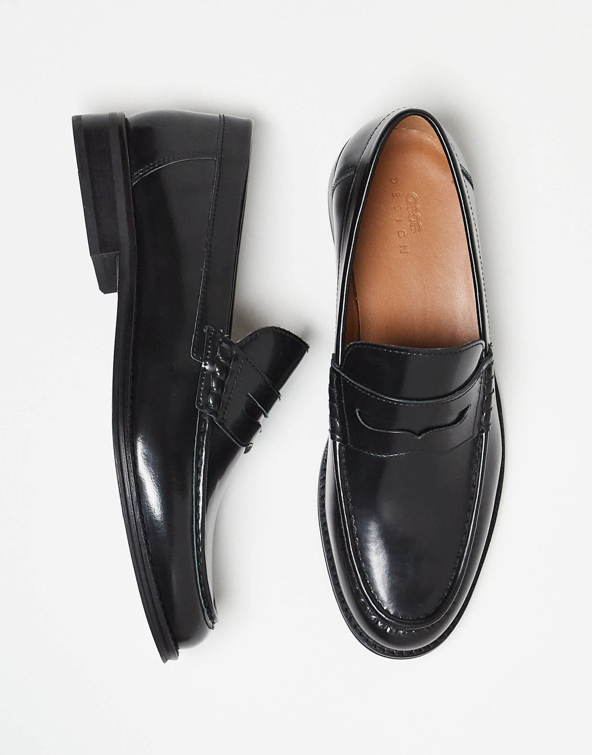 ASOS DESIGN penny loafers in black leather - ASOS Sample Sale
