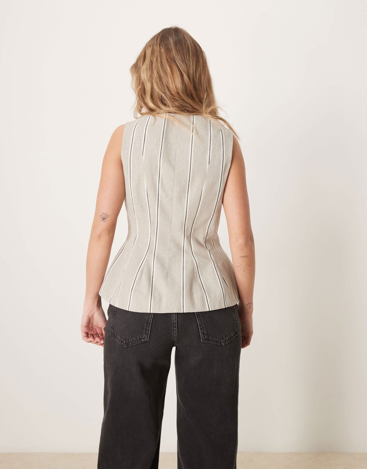 ASOS DESIGN peplum waistcoat in beige stripe - ASOS Sample Sale