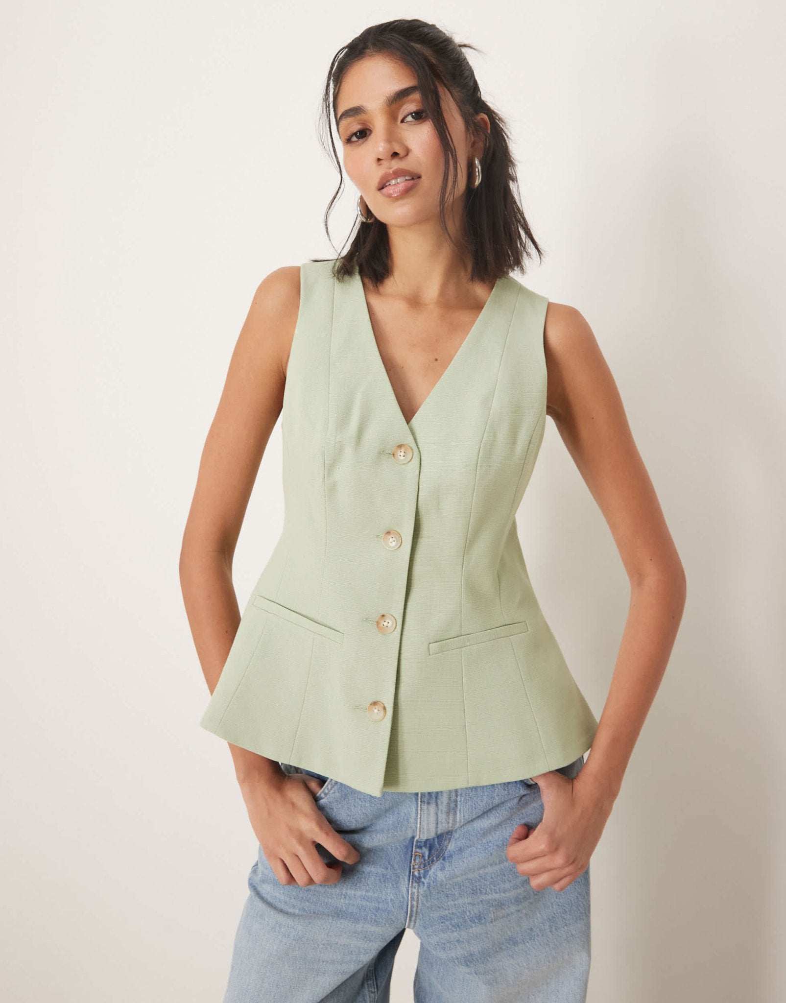 ASOS DESIGN peplum waistcoat in pistachio - ASOS Sample Sale
