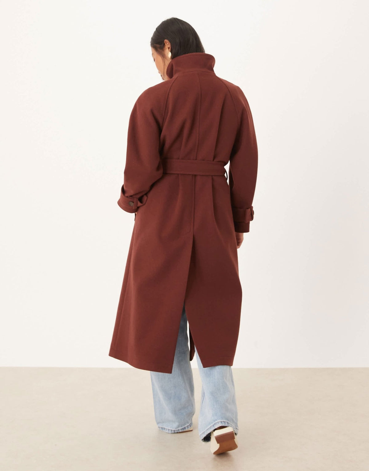 ASOS DESIGN Petite funnel neck longline formal trench coat in rust - ASOS Sample Sale
