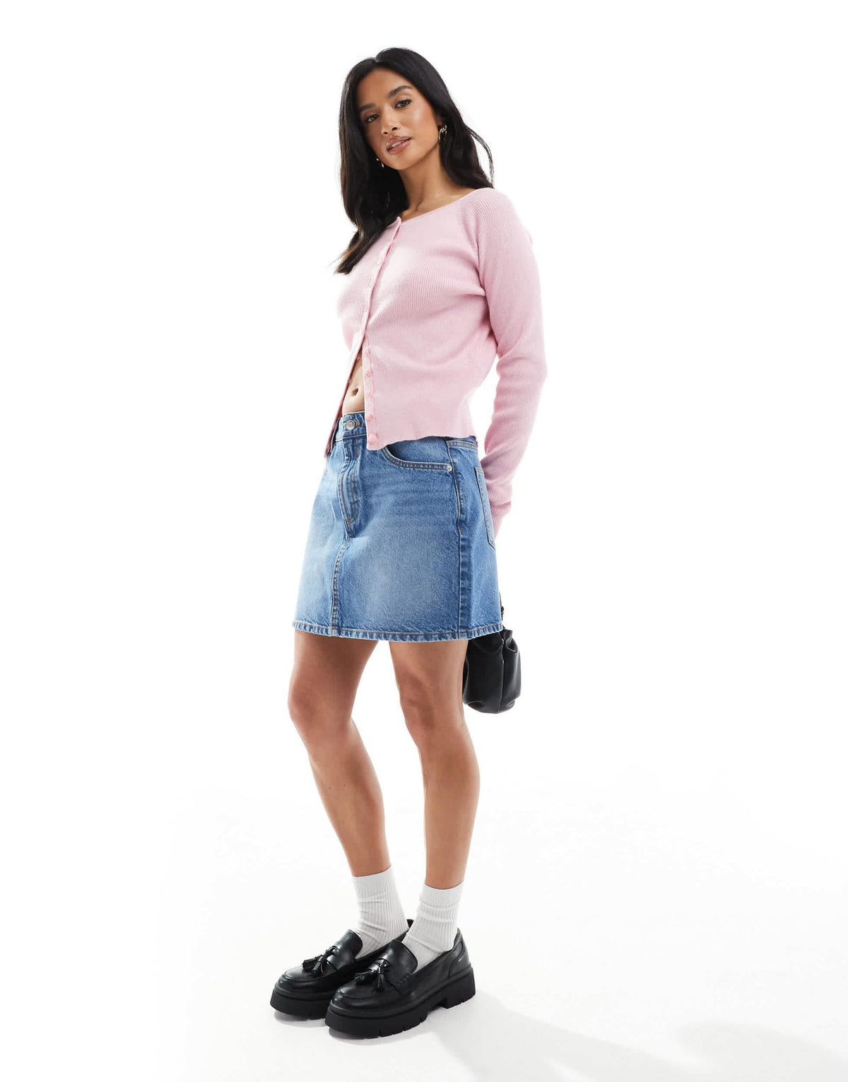 ASOS DESIGN Petite high waisted mini skirt in midwash - ASOS Sample Sale
