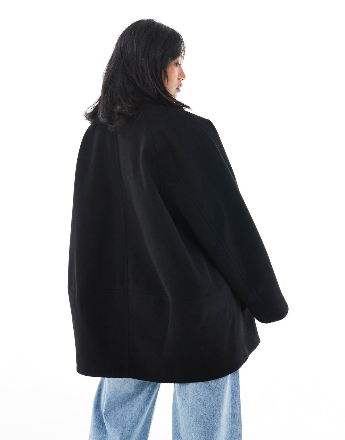 ASOS DESIGN Petite oversized mid length pea coat in black - ASOS Sample Sale