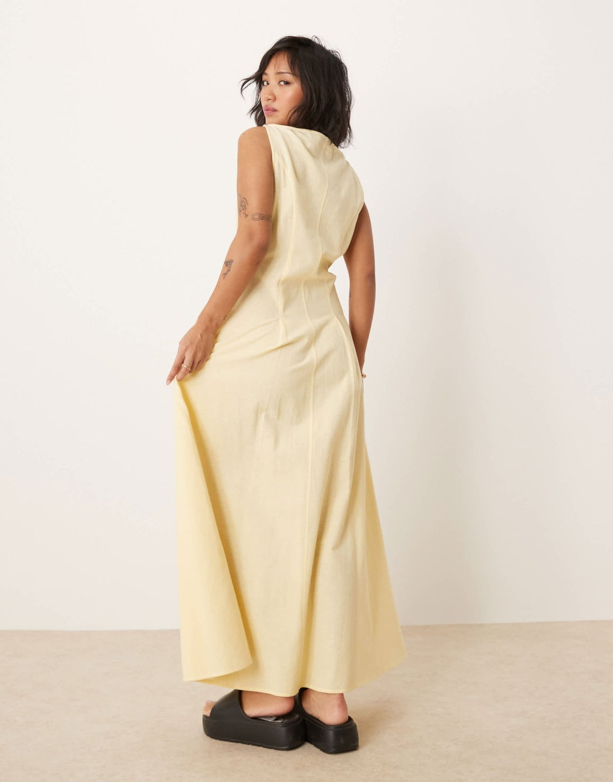ASOS DESIGN Petite slash neck button down waistcoat maxi dress in buttermilk - ASOS Sample Sale