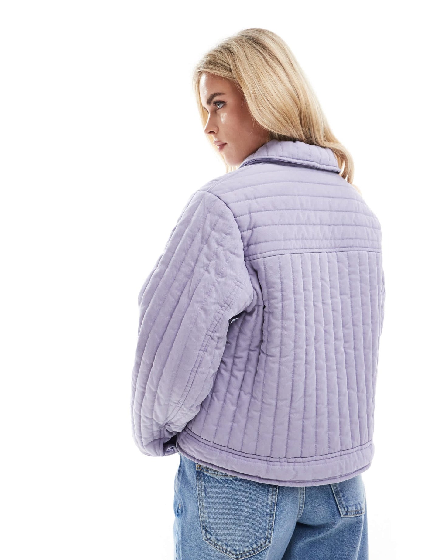 ASOS DESIGN Petite washed quilted shacket in lilac - ASOS Sample Sale
