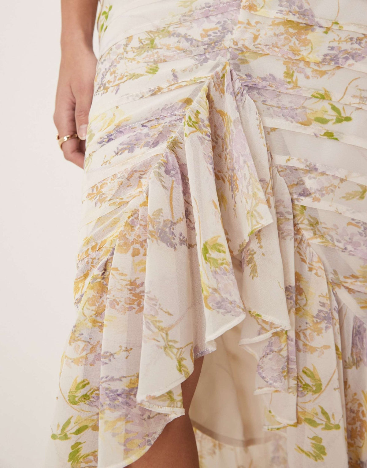 ASOS DESIGN pintuck maxi dress with cape flutter sleeve in wisteria floral print - ASOS Sample Sale