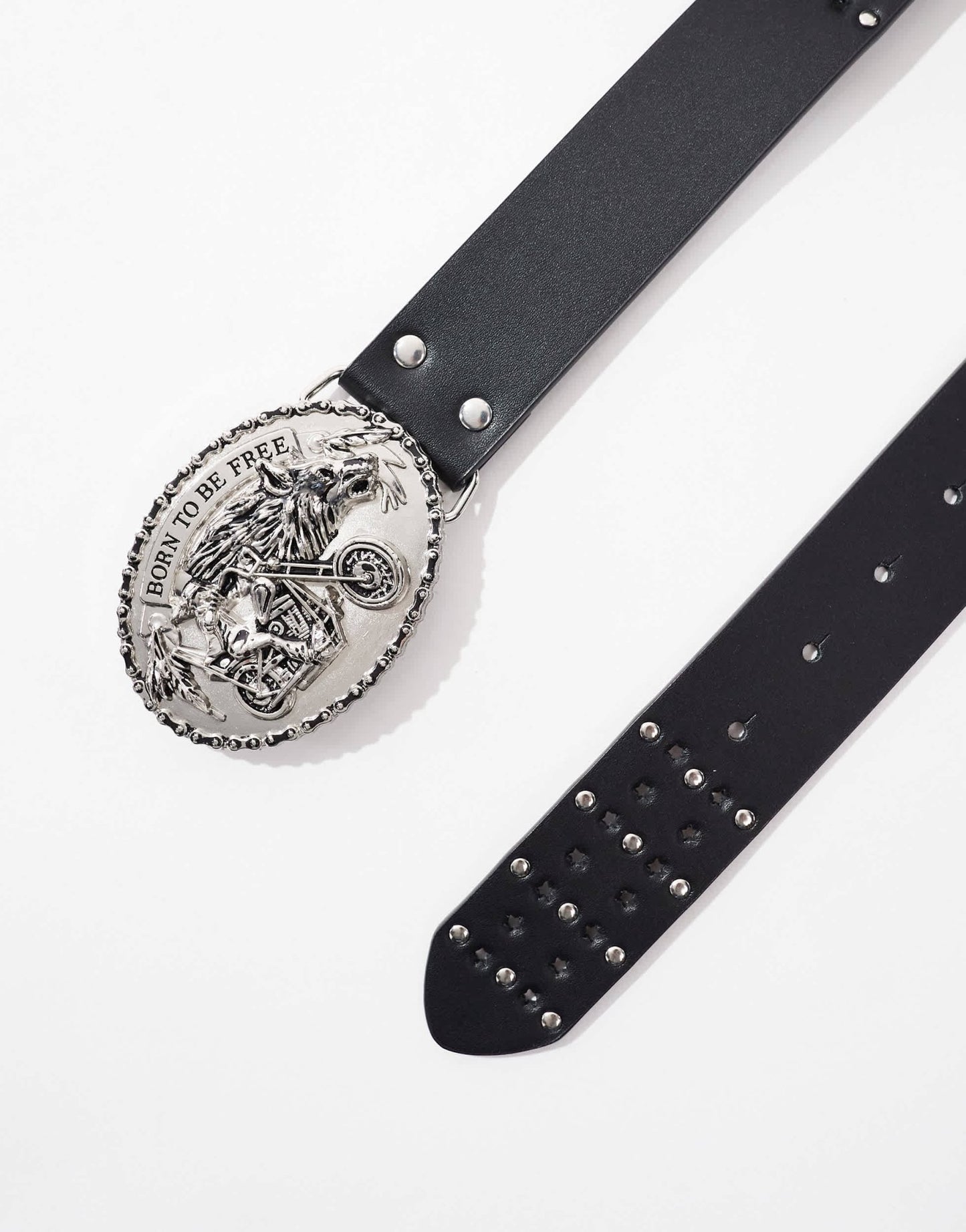 ASOS DESIGN plated buckle belt with studding in black faux leather - ASOS Sample Sale