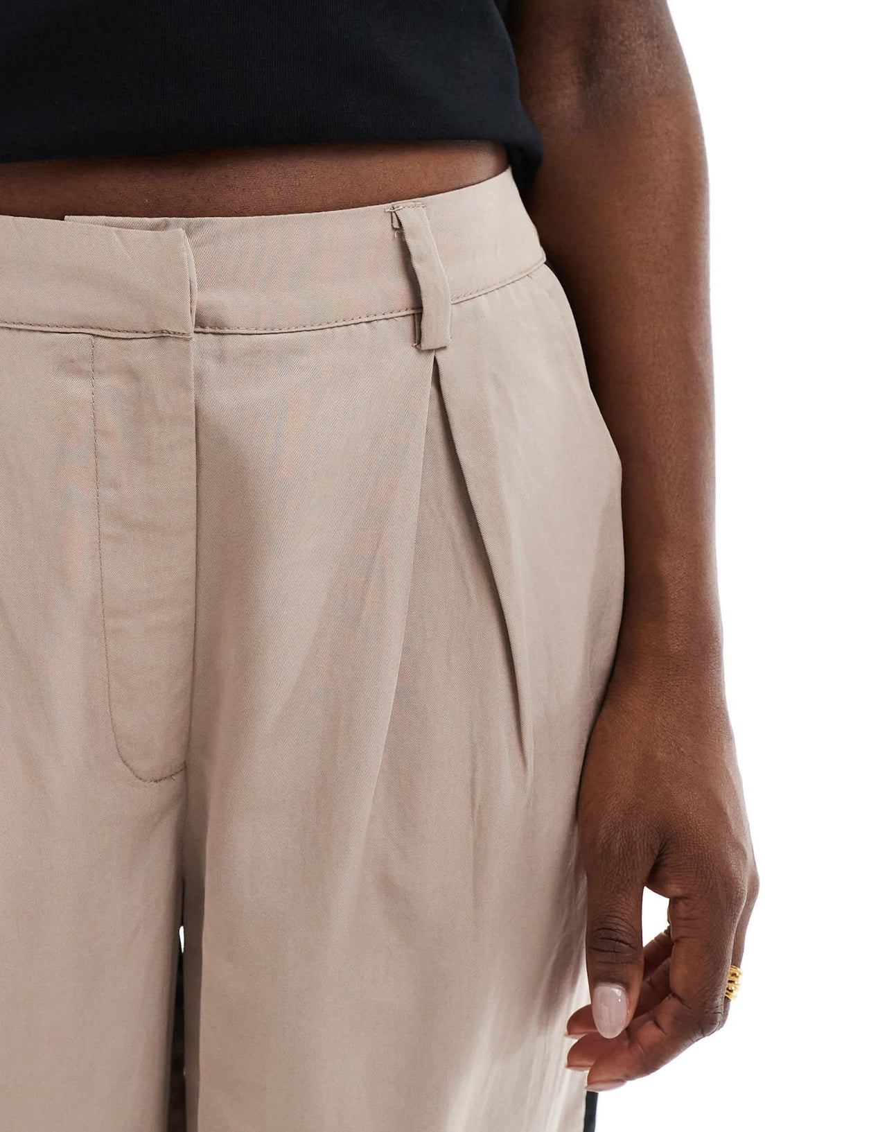 ASOS DESIGN pleat detail contrast panel trouser in mocha - ASOS Sample Sale