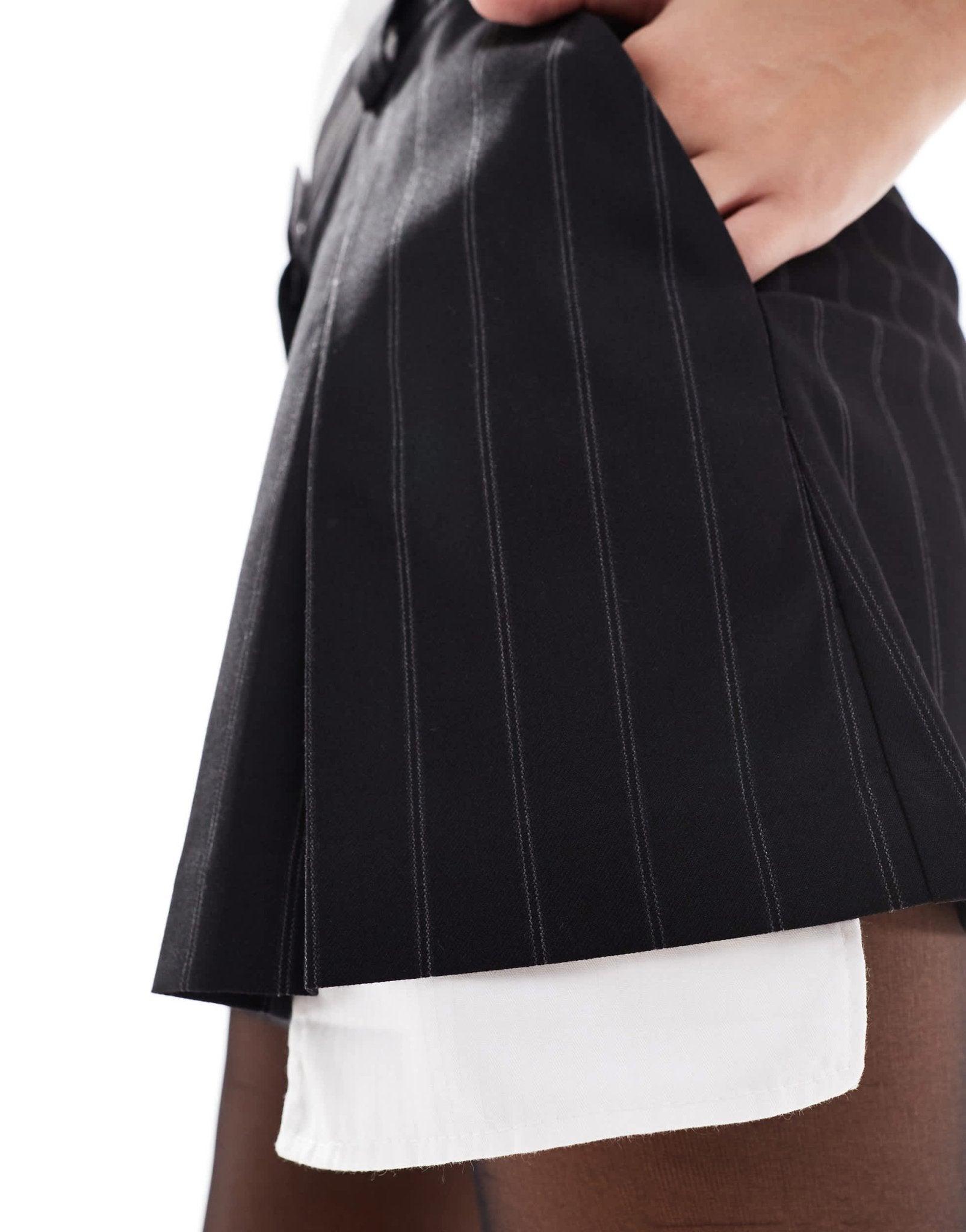 ASOS DESIGN pleat front exposed tailored mini skirt in tonal stripe - ASOS Sample Sale