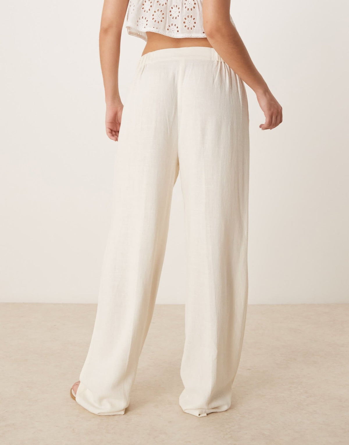 ASOS DESIGN pleat front tapered trousers with linen in cream - ASOS Sample Sale