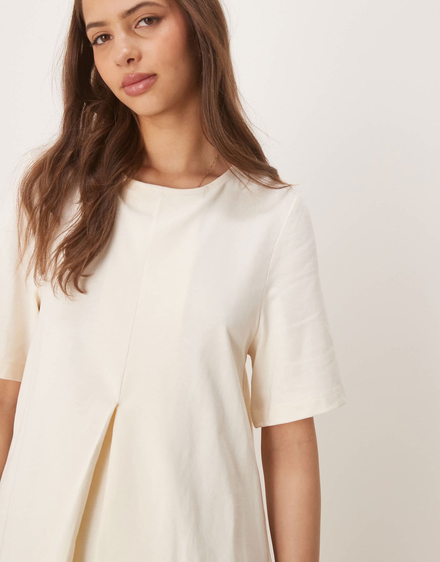 ASOS DESIGN pleat front trapeze t-shirt in white - ASOS Sample Sale