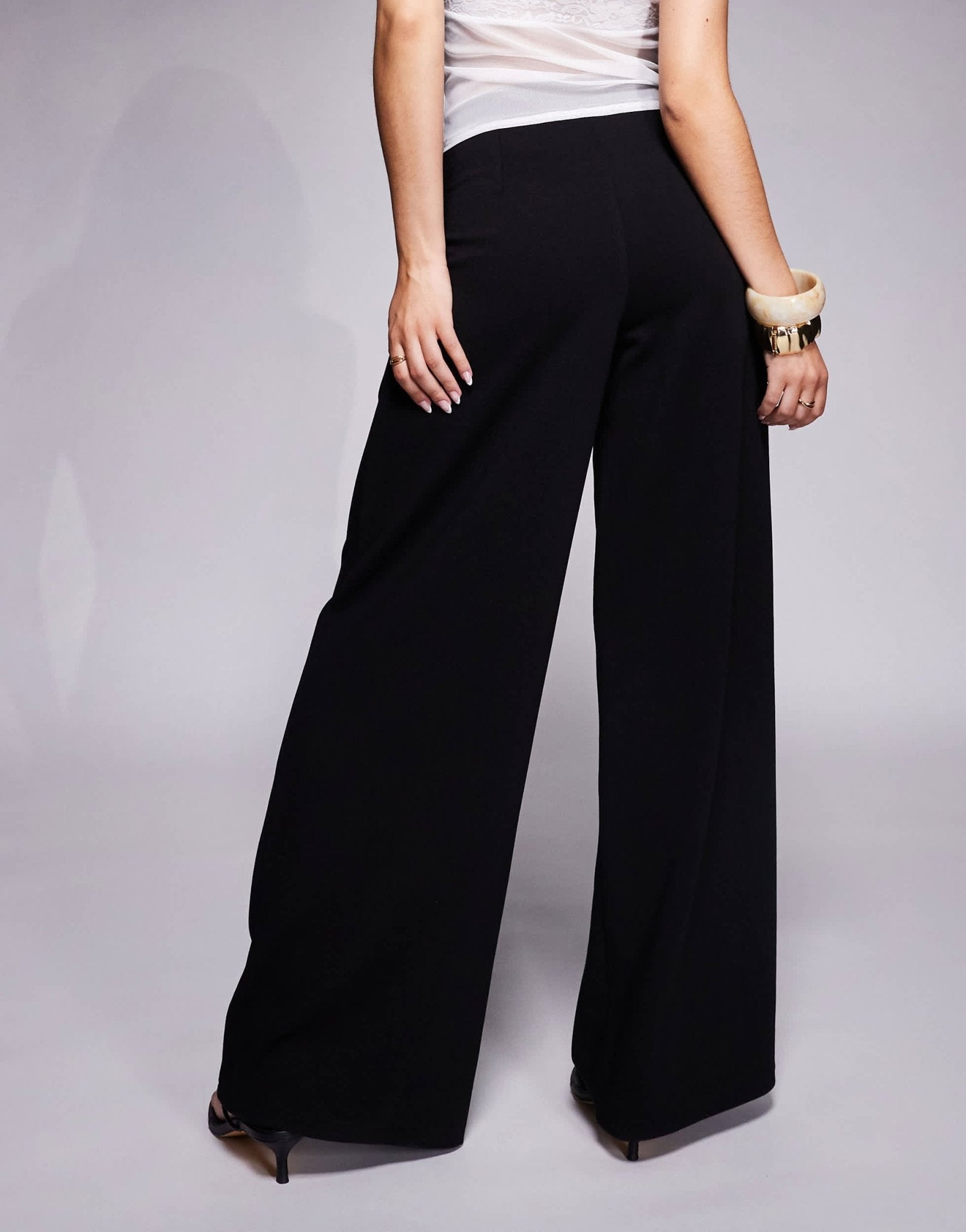 ASOS DESIGN pleat front wide leg trouser in black - ASOS Sample Sale