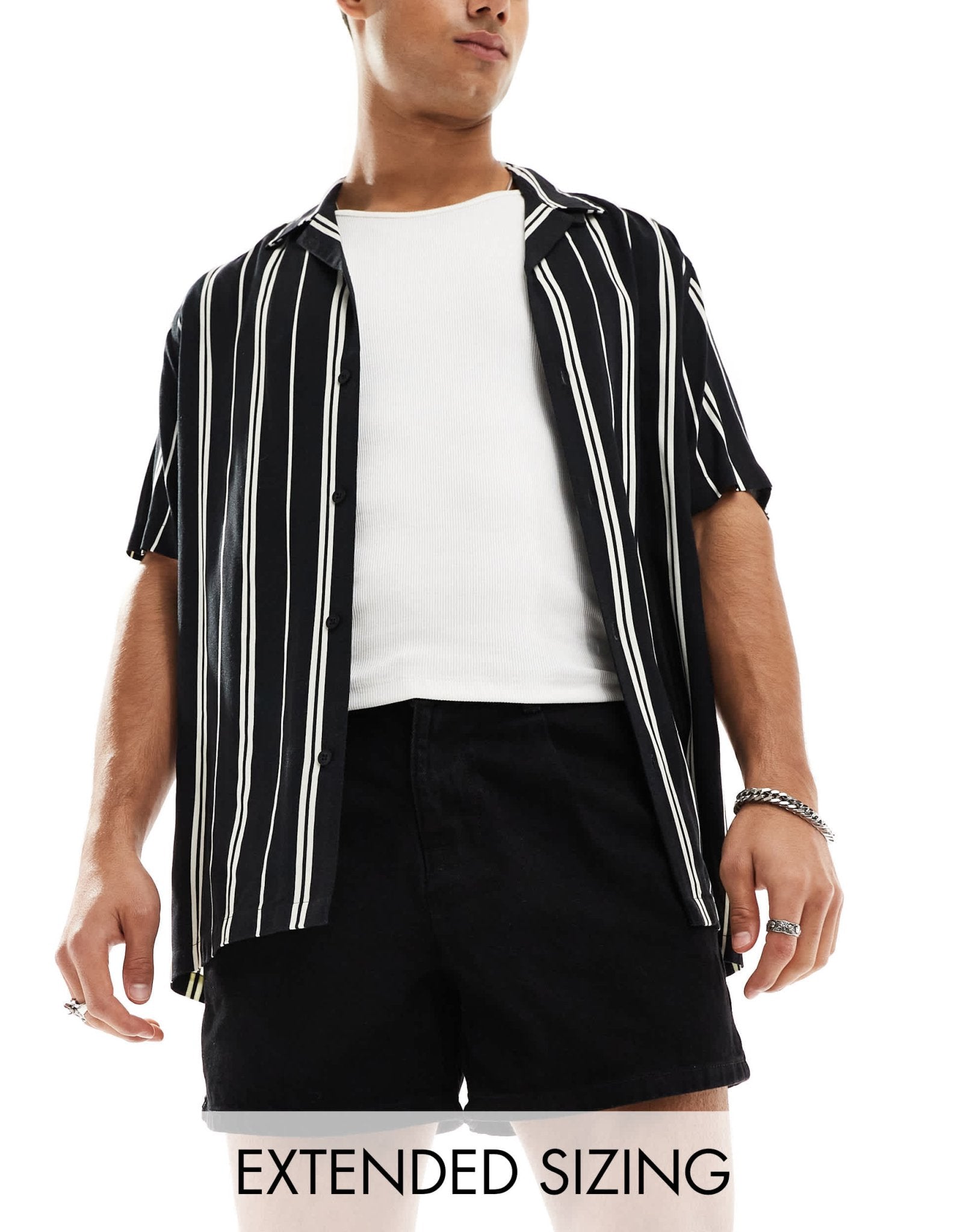 ASOS DESIGN pleated mid length denim shorts in black - ASOS Sample Sale