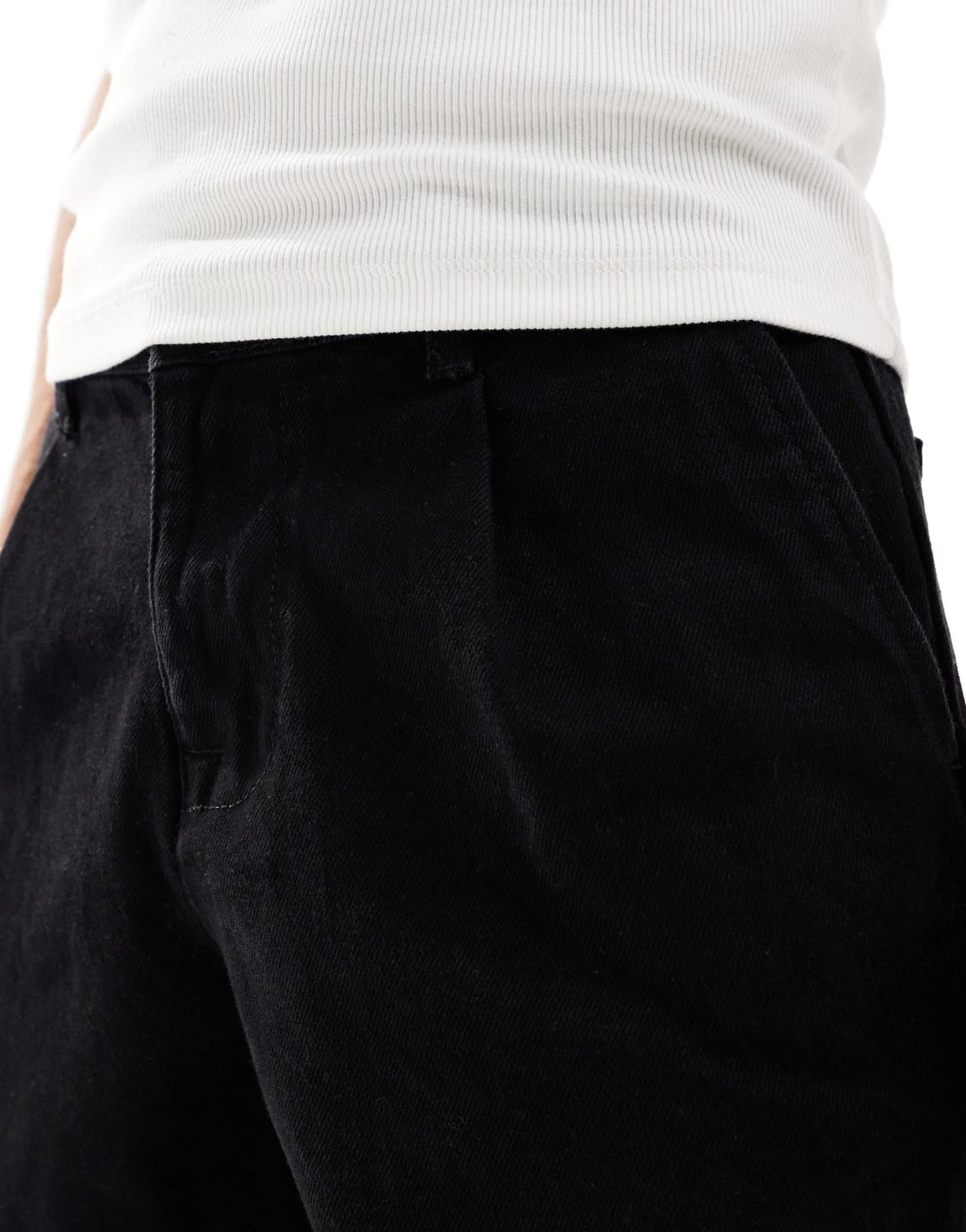 ASOS DESIGN pleated mid length denim shorts in black - ASOS Sample Sale
