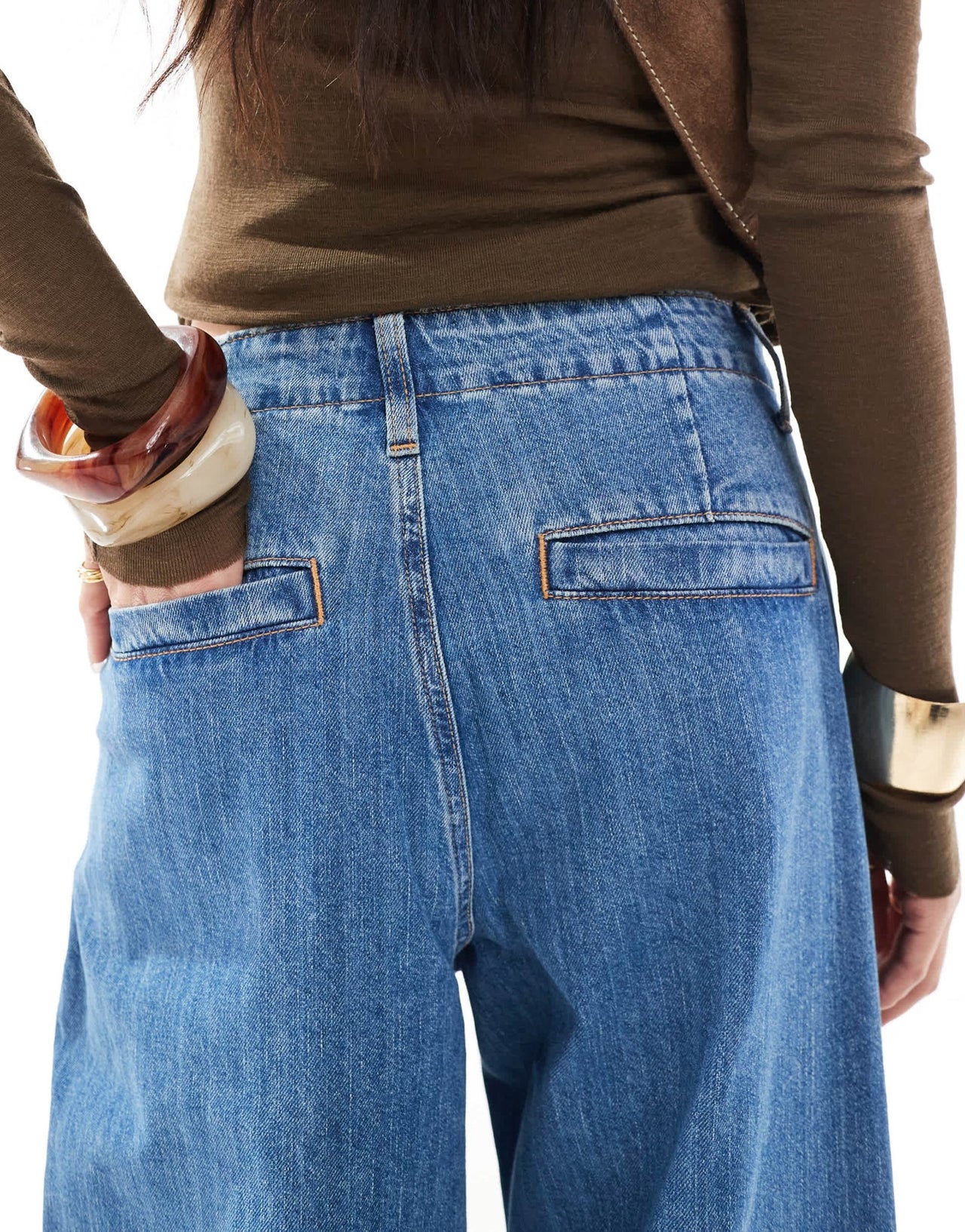 ASOS DESIGN pleated tapered jean in clean mid blue - ASOS Sample Sale