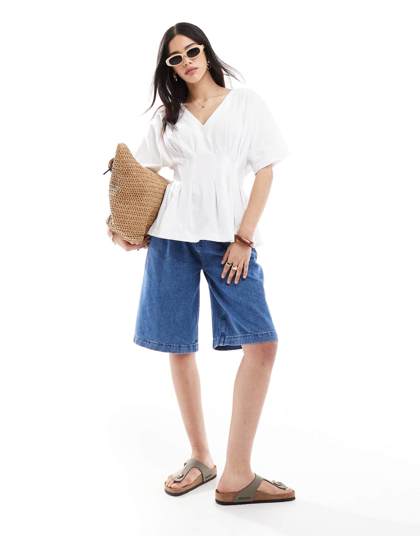 ASOS DESIGN pleated v - neck blouse in white - ASOS Sample Sale