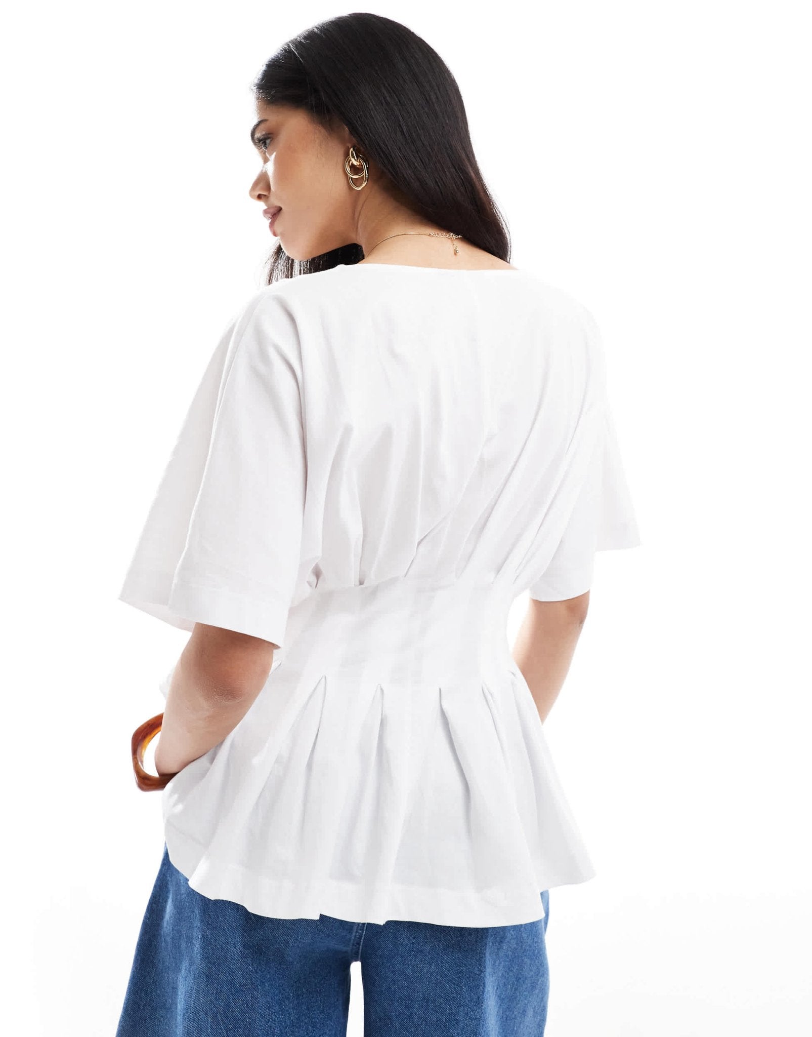 ASOS DESIGN pleated v - neck blouse in white - ASOS Sample Sale