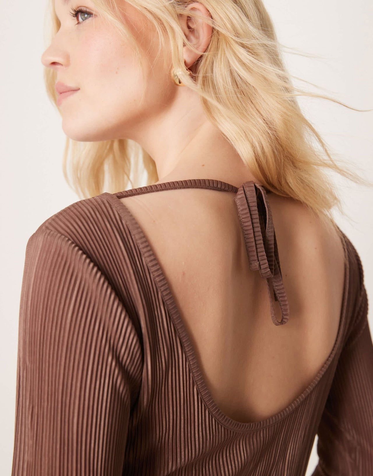 ASOS DESIGN plisse angel sleeve slash neck top in cream - ASOS Sample Sale