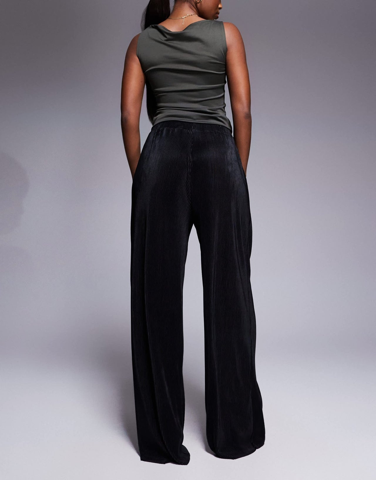 ASOS DESIGN plisse full length trouser in black - ASOS Sample Sale