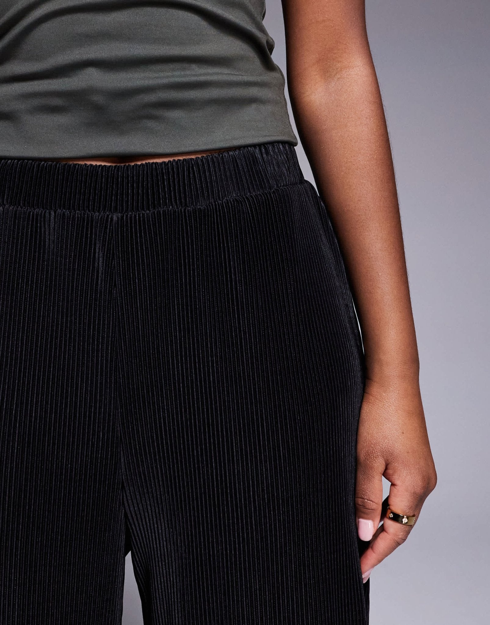 ASOS DESIGN plisse full length trouser in black - ASOS Sample Sale