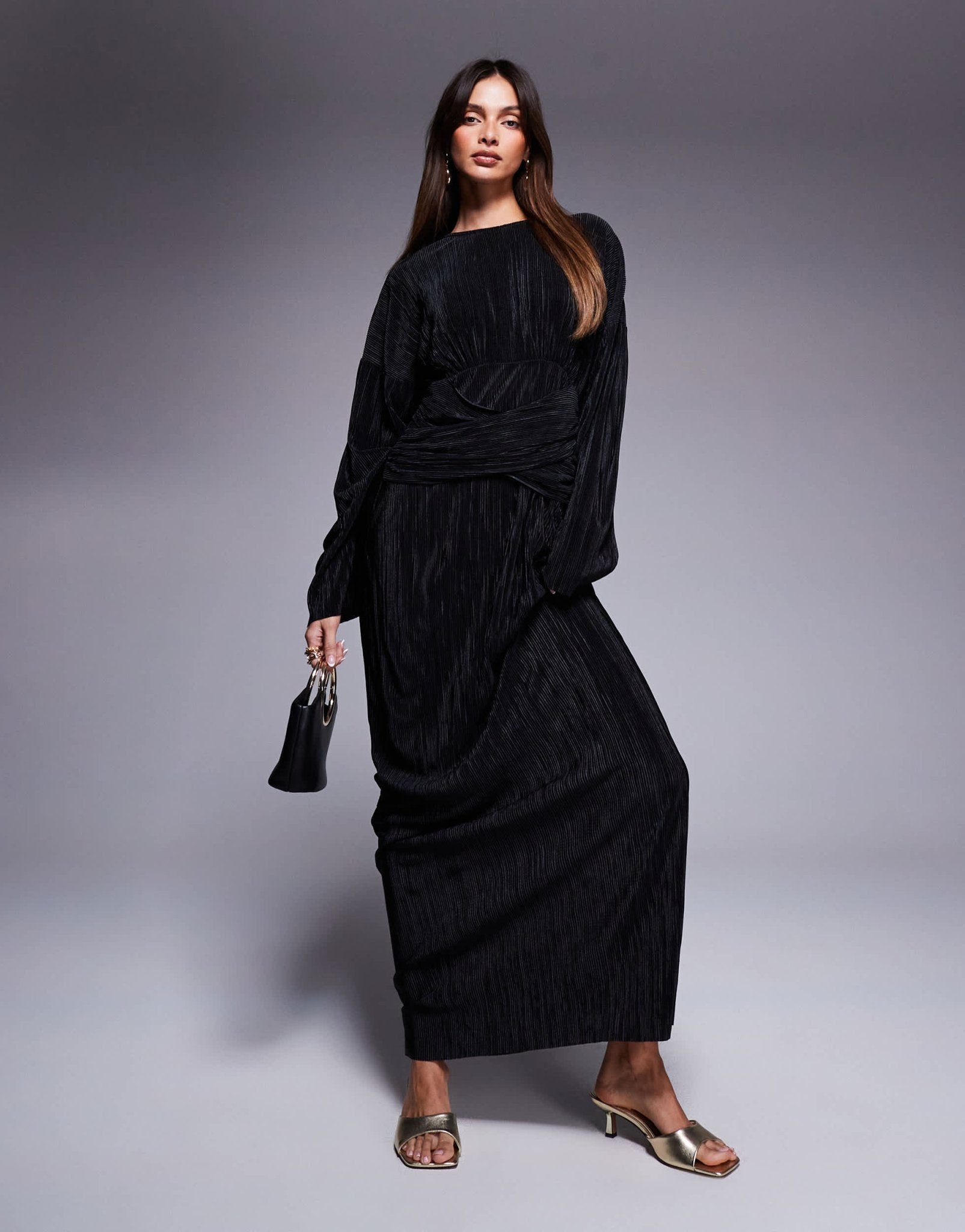 ASOS DESIGN plisse maxi dress in black - ASOS Sample Sale