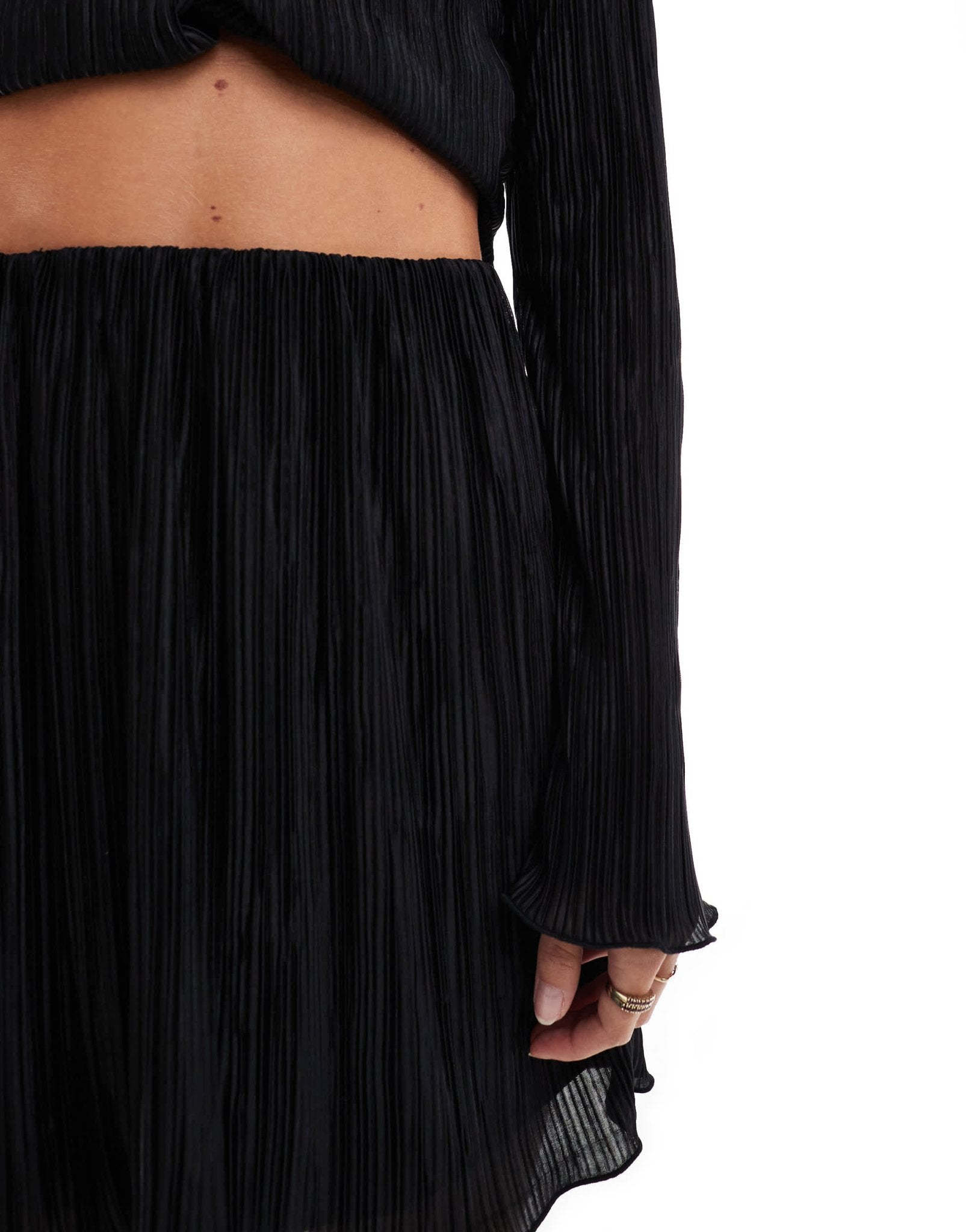 ASOS DESIGN plisse mini skirt co ord in black - ASOS Sample Sale