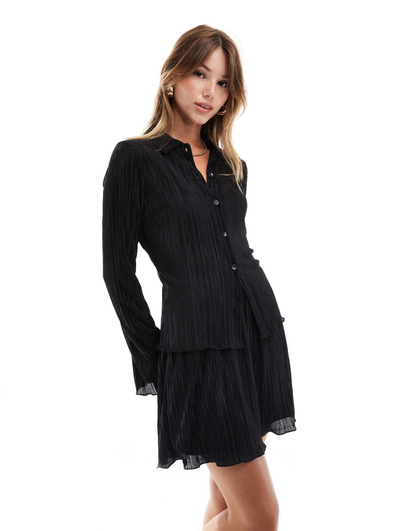ASOS DESIGN plisse mini skirt co ord in black - ASOS Sample Sale