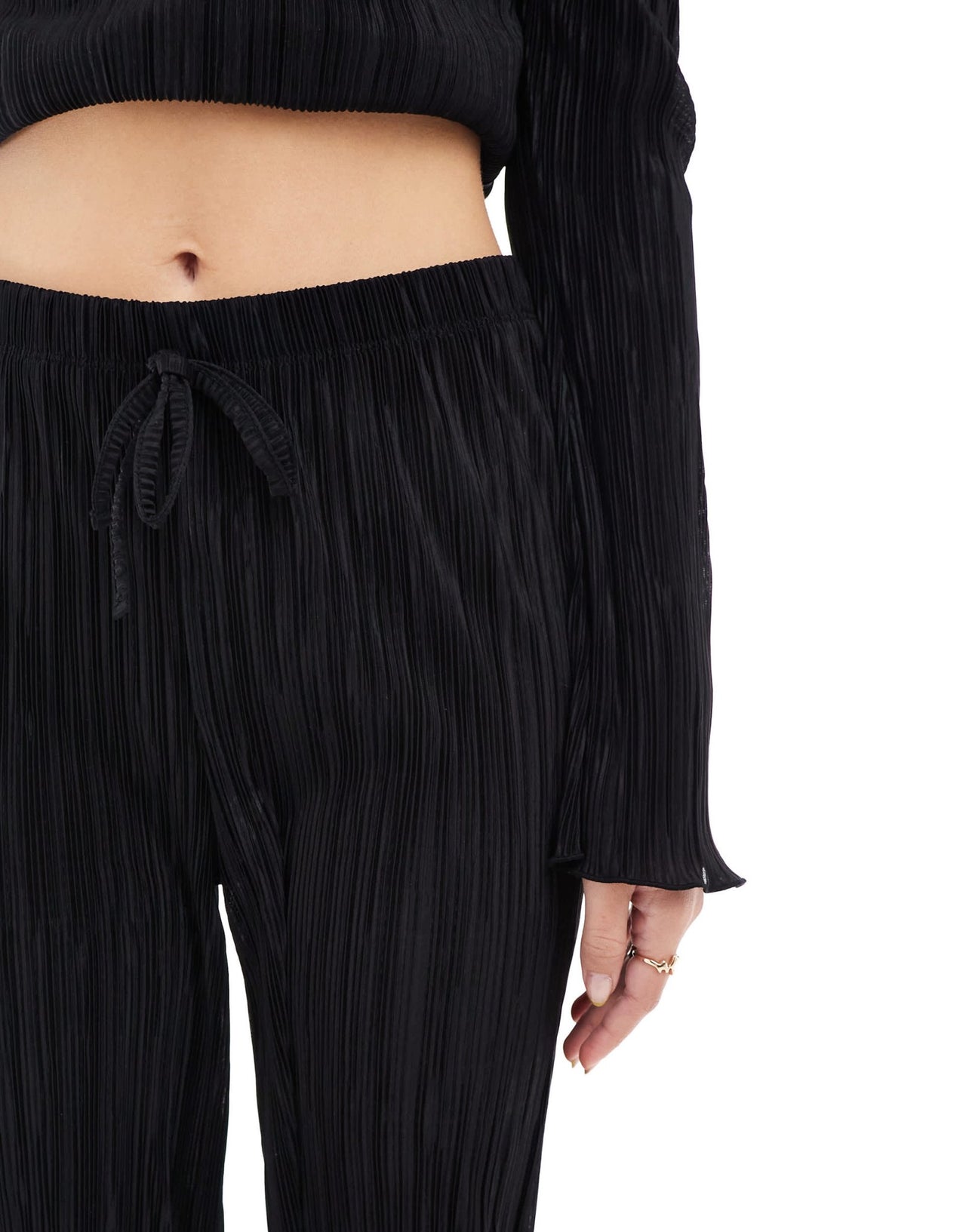ASOS DESIGN plisse trouser with fluted hem co ord in black - ASOS Sample Sale