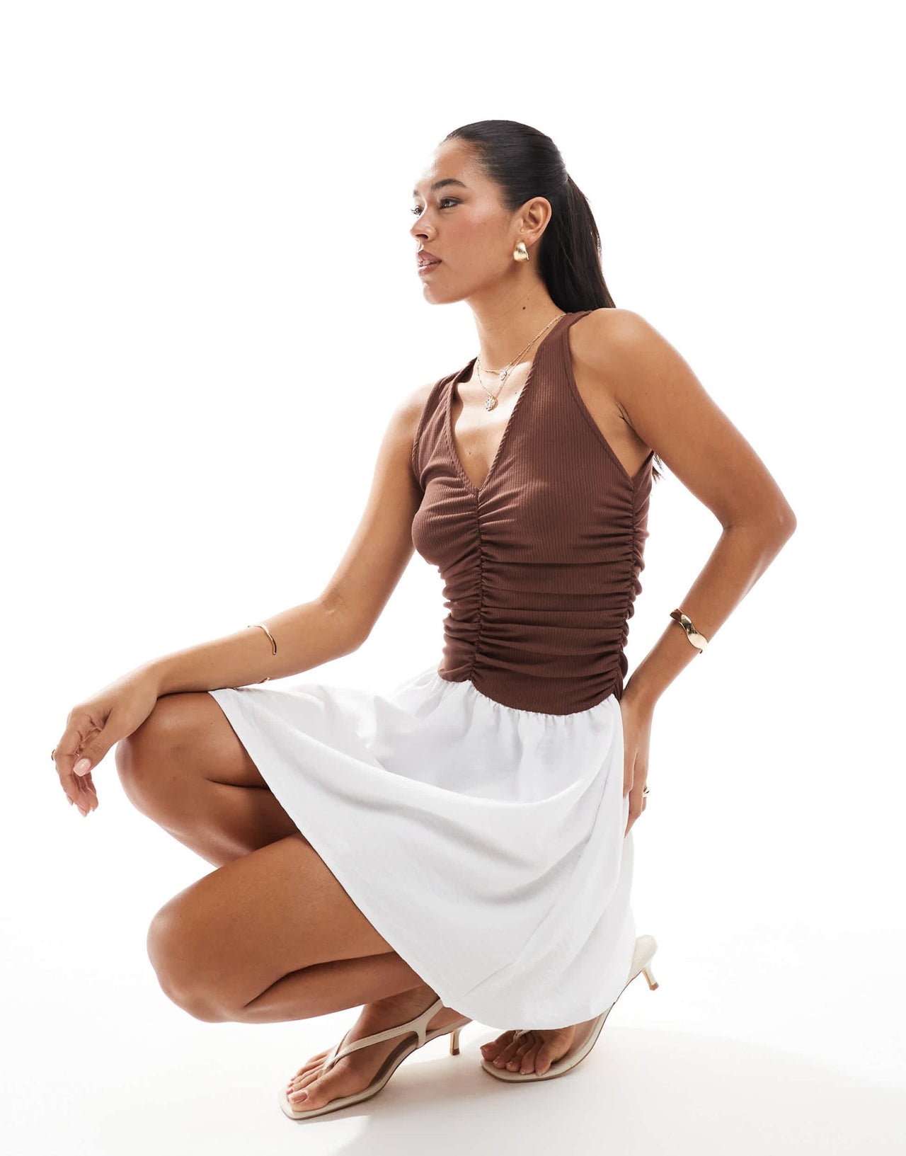ASOS DESIGN plunge hybrid mini dress in white - ASOS Sample Sale