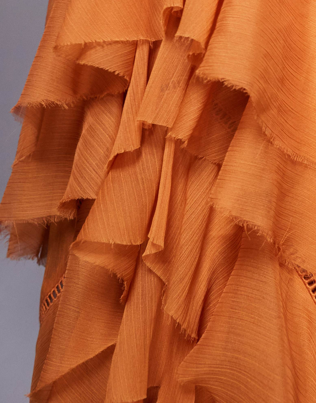 ASOS DESIGN plunge ruffle tiered maxi dress with lace inserts in rust - ASOS Sample Sale