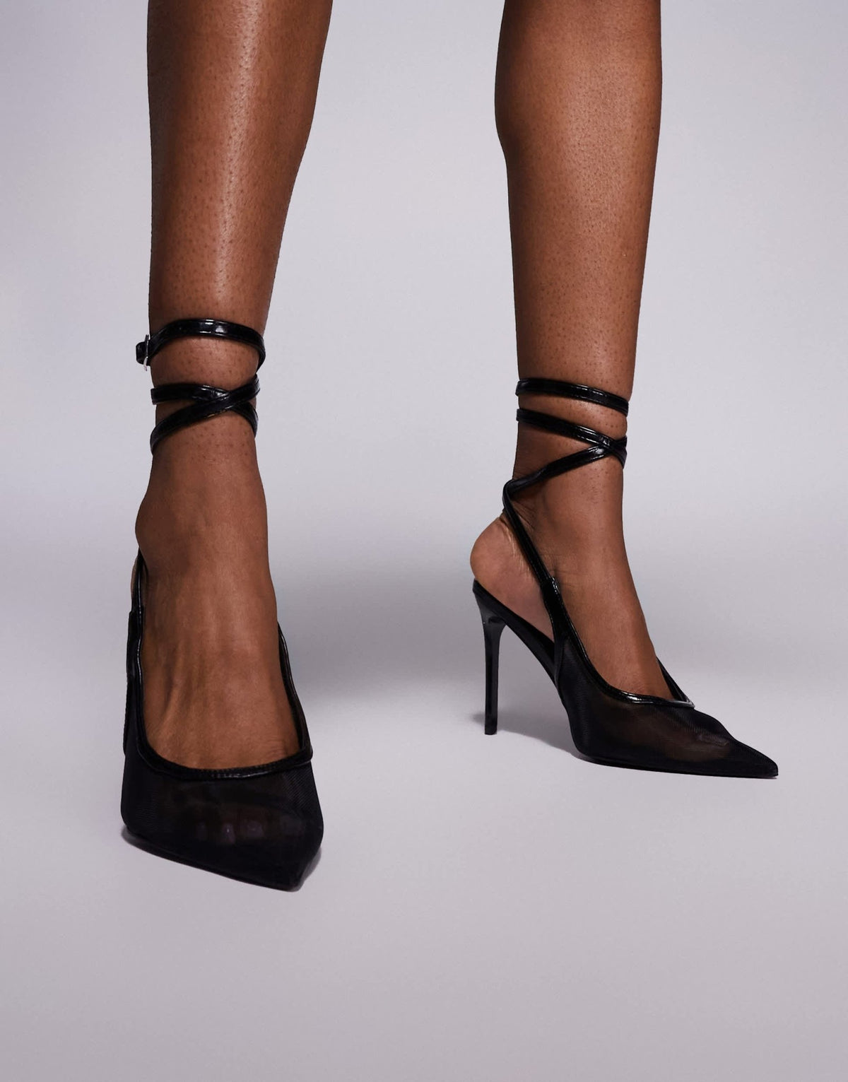 ASOS DESIGN Poetry mesh detail slingback high shoes in black - ASOS Sample Sale