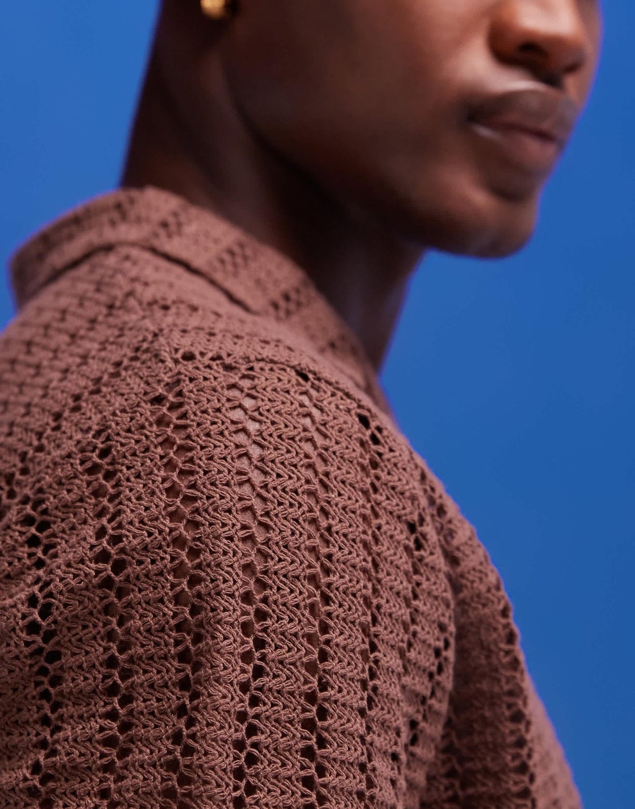 ASOS DESIGN polo in brown crochet fabric - ASOS Sample Sale