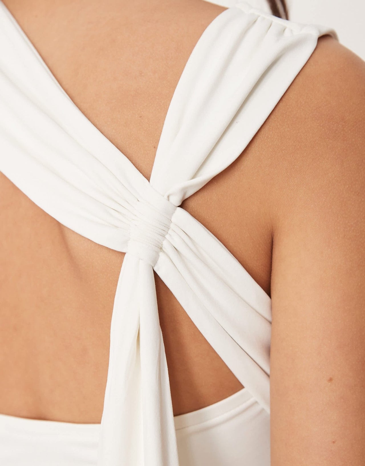 ASOS DESIGN polyamide slash neck top with back drape detail in ivory - ASOS Sample Sale