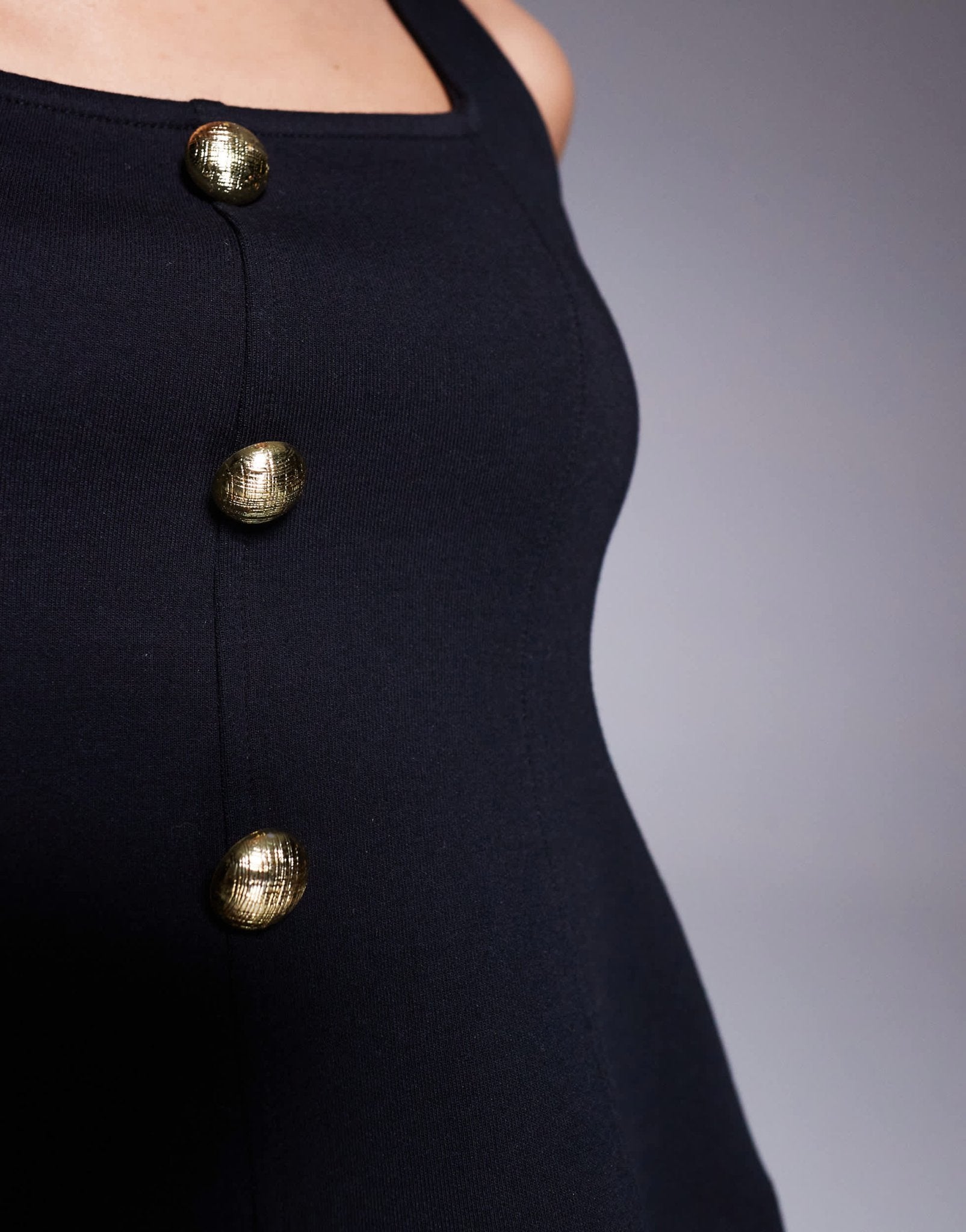 ASOS DESIGN ponte cinch waist square neck button down top in black - ASOS Sample Sale