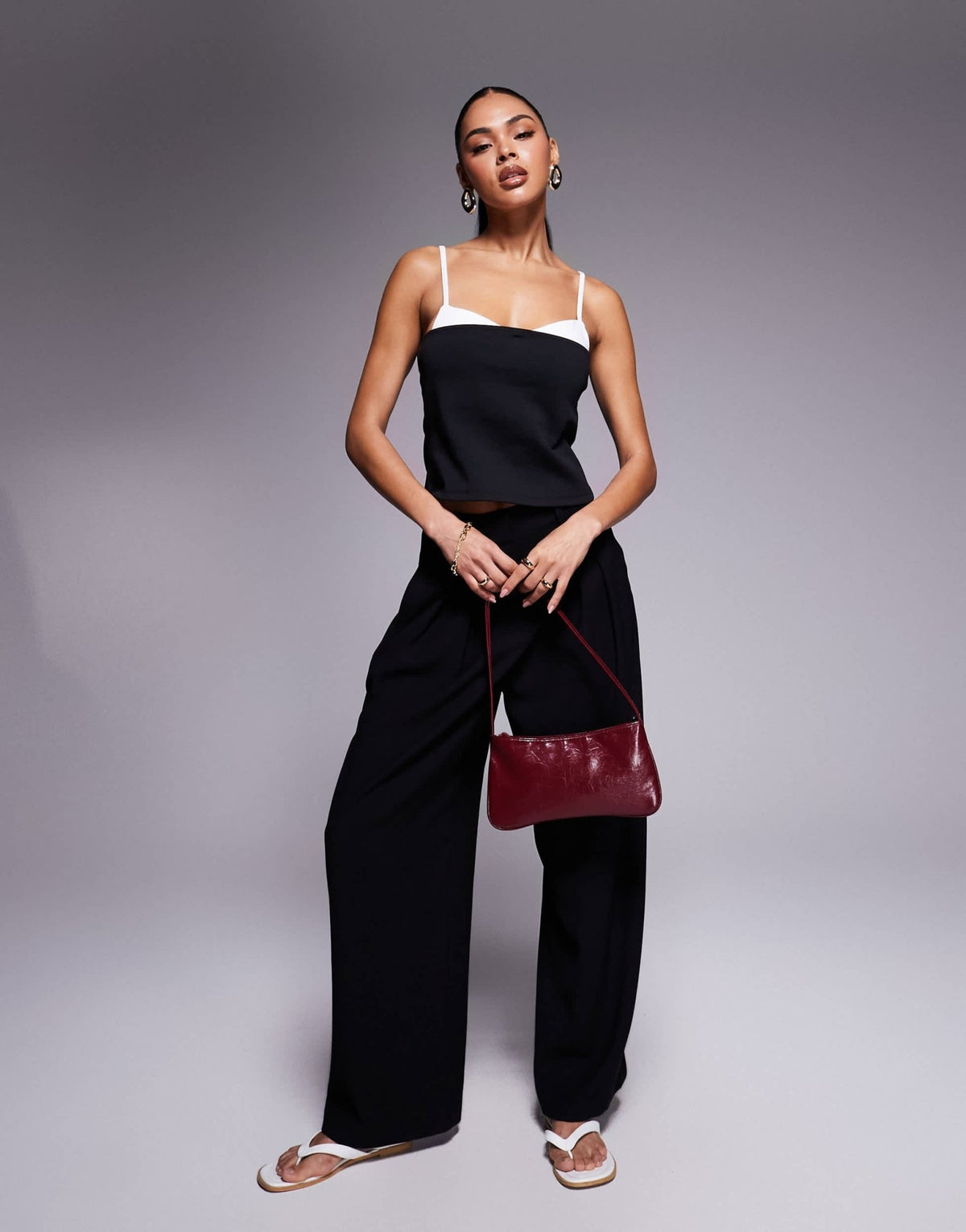 ASOS DESIGN ponte mix fabric top in black and white - ASOS Sample Sale