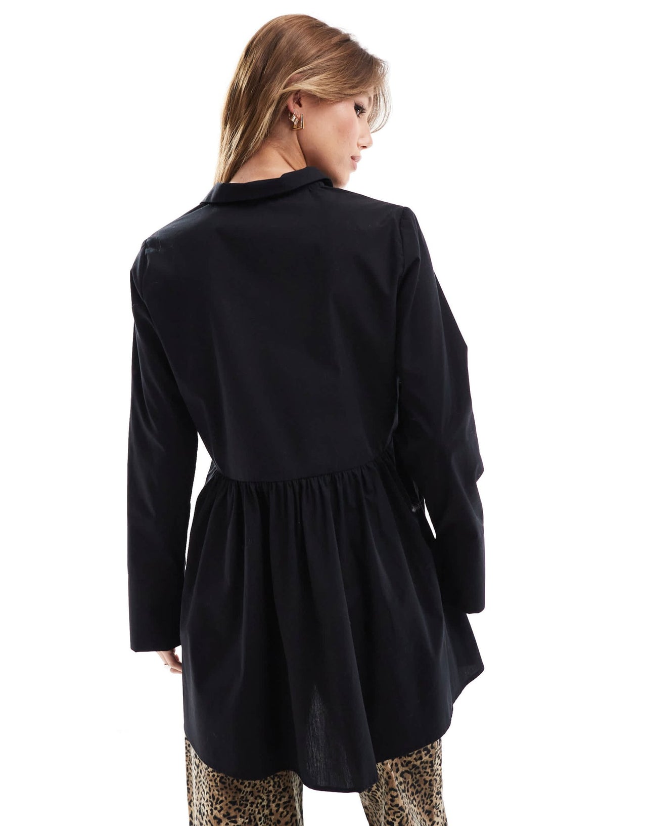 ASOS DESIGN poplin asym tie detail mini shirt dress in black - ASOS Sample Sale
