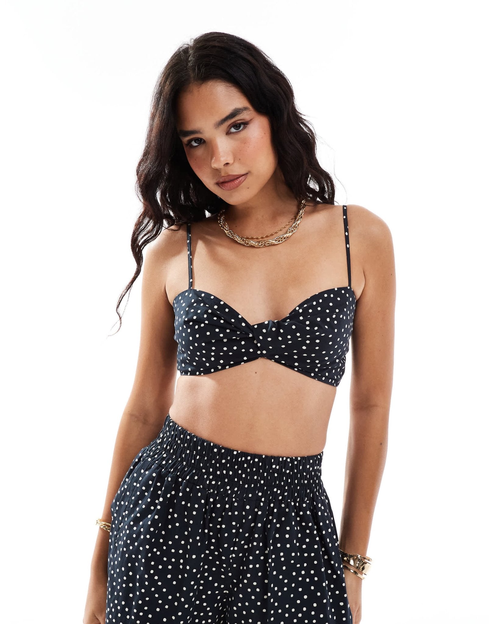 ASOS DESIGN poplin bralet in black spot co - ord - ASOS Sample Sale