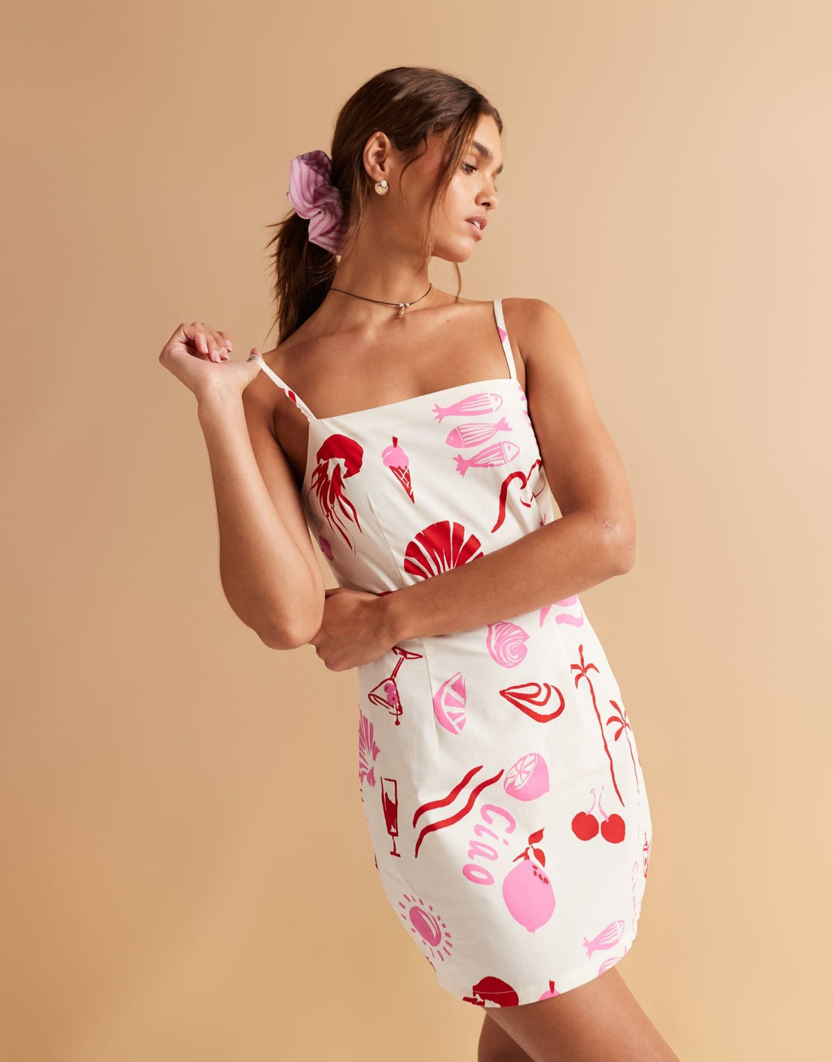 ASOS DESIGN poplin cami mini dress co-ord in conversational print - ASOS Sample Sale