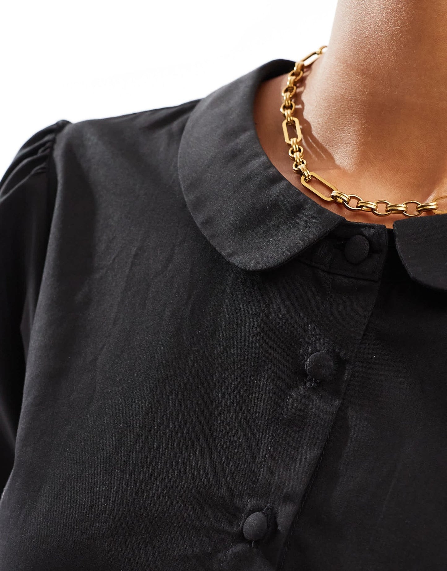 ASOS DESIGN poplin collar mini shirt dress in black - ASOS Sample Sale