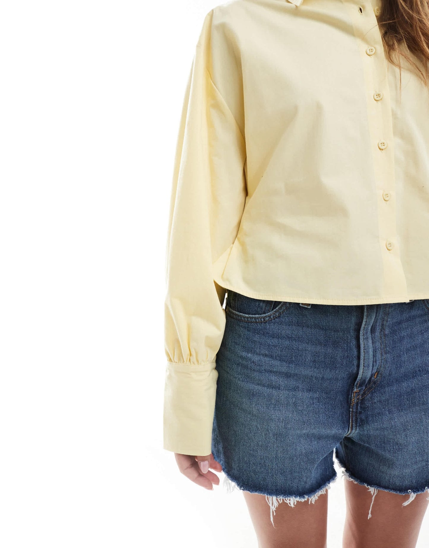 ASOS DESIGN poplin crop cinch waist shirt in buttermilk - ASOS Sample Sale
