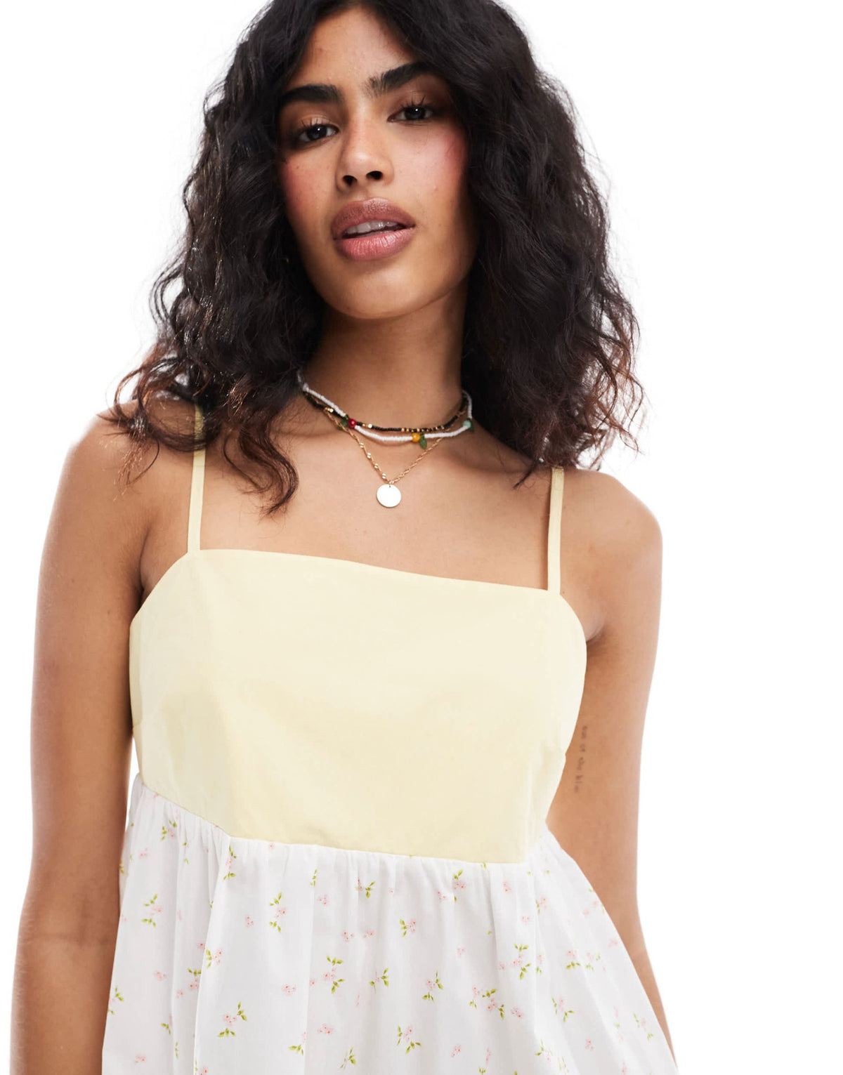 ASOS DESIGN poplin mini slip dress in contrast lemon ditsy print - ASOS Sample Sale
