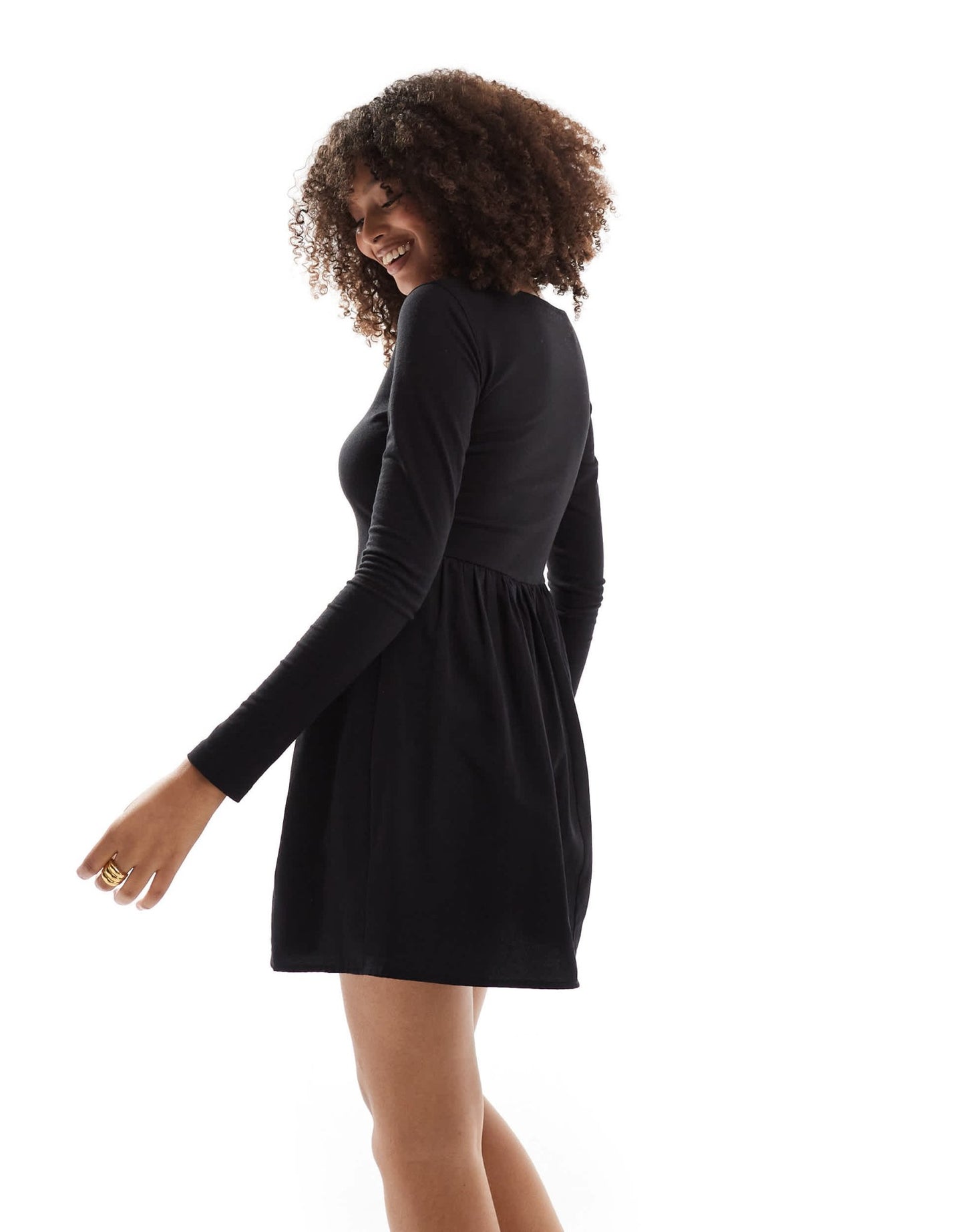 ASOS DESIGN poplin mix boat neck mini dress in black - ASOS Sample Sale